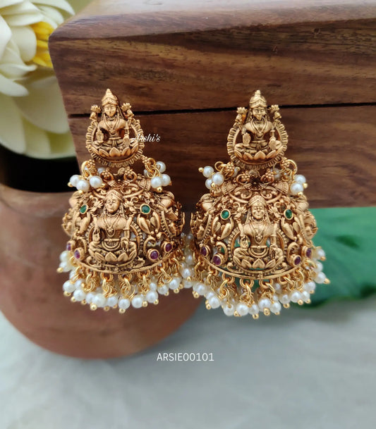Grand Bridal Temple Lakshmi Jhumkas