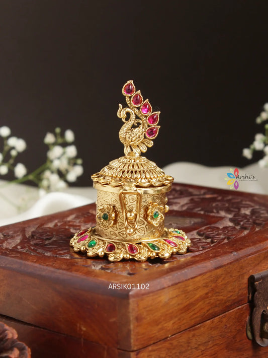 Traditional Peacock Design Kumkum Box