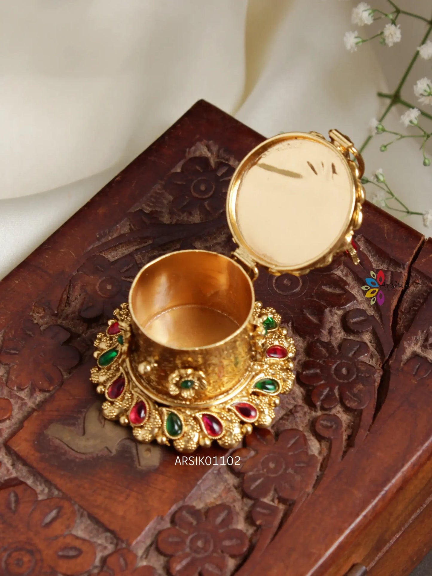 Traditional Peacock Design Kumkum Box