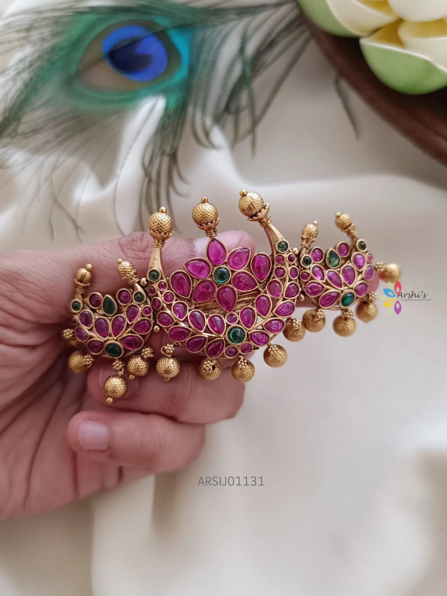 Half Moon Design Kemp stone Hair Accessory