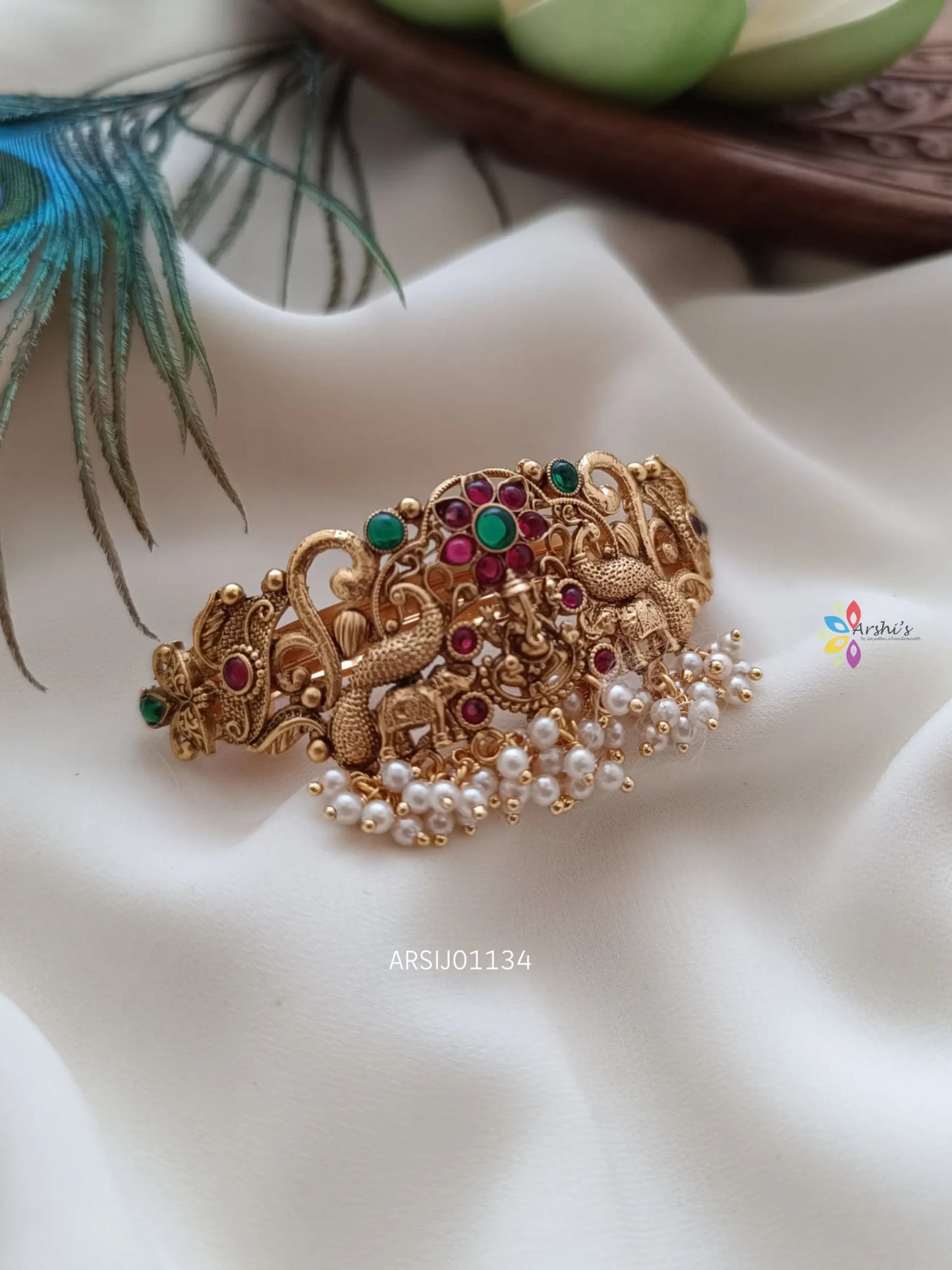 Goddess Ganesha and Peacock Design Hair Accessory