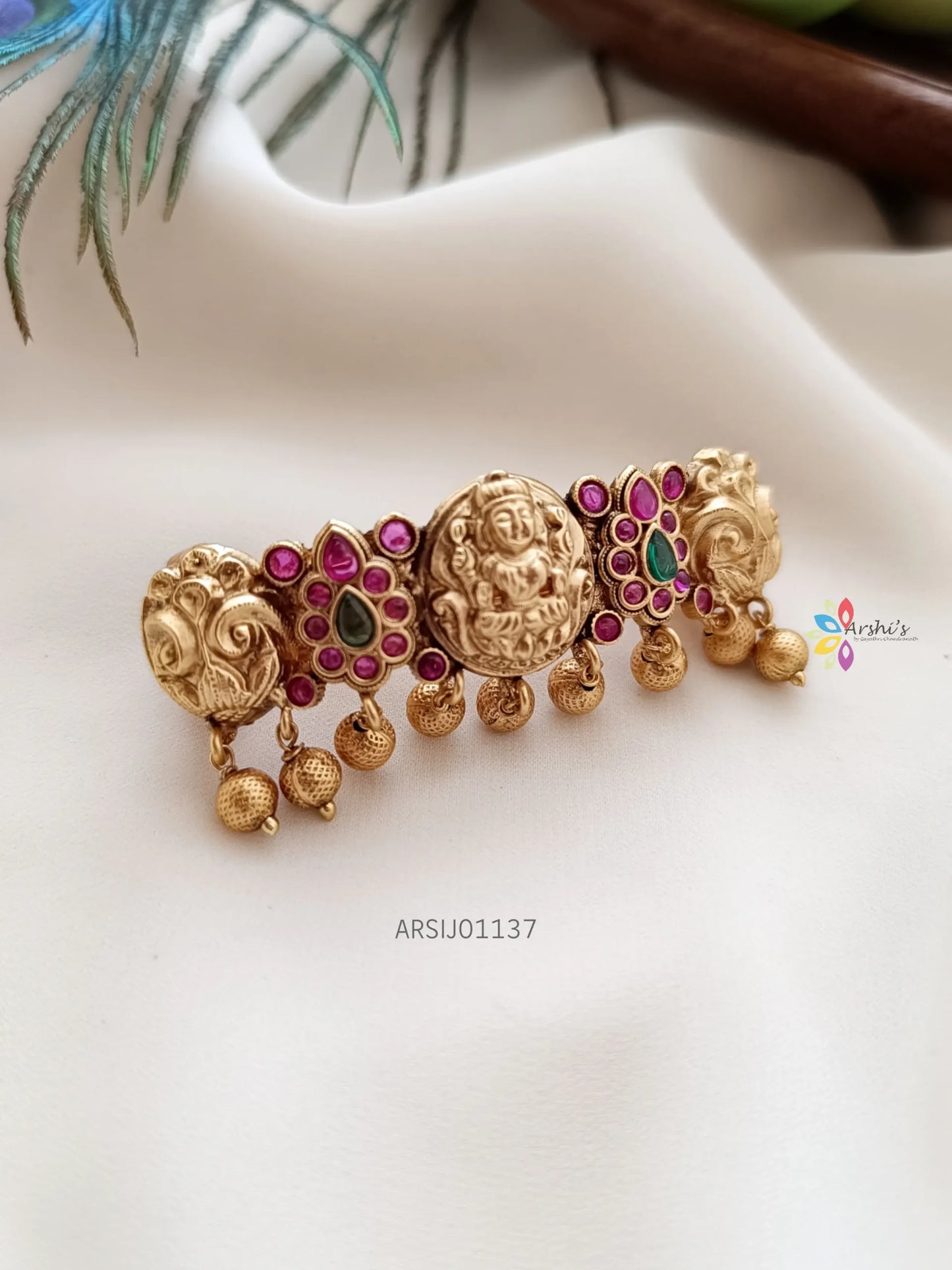 Antique Lakshmi Design Kemp Stone Hair Accessory
