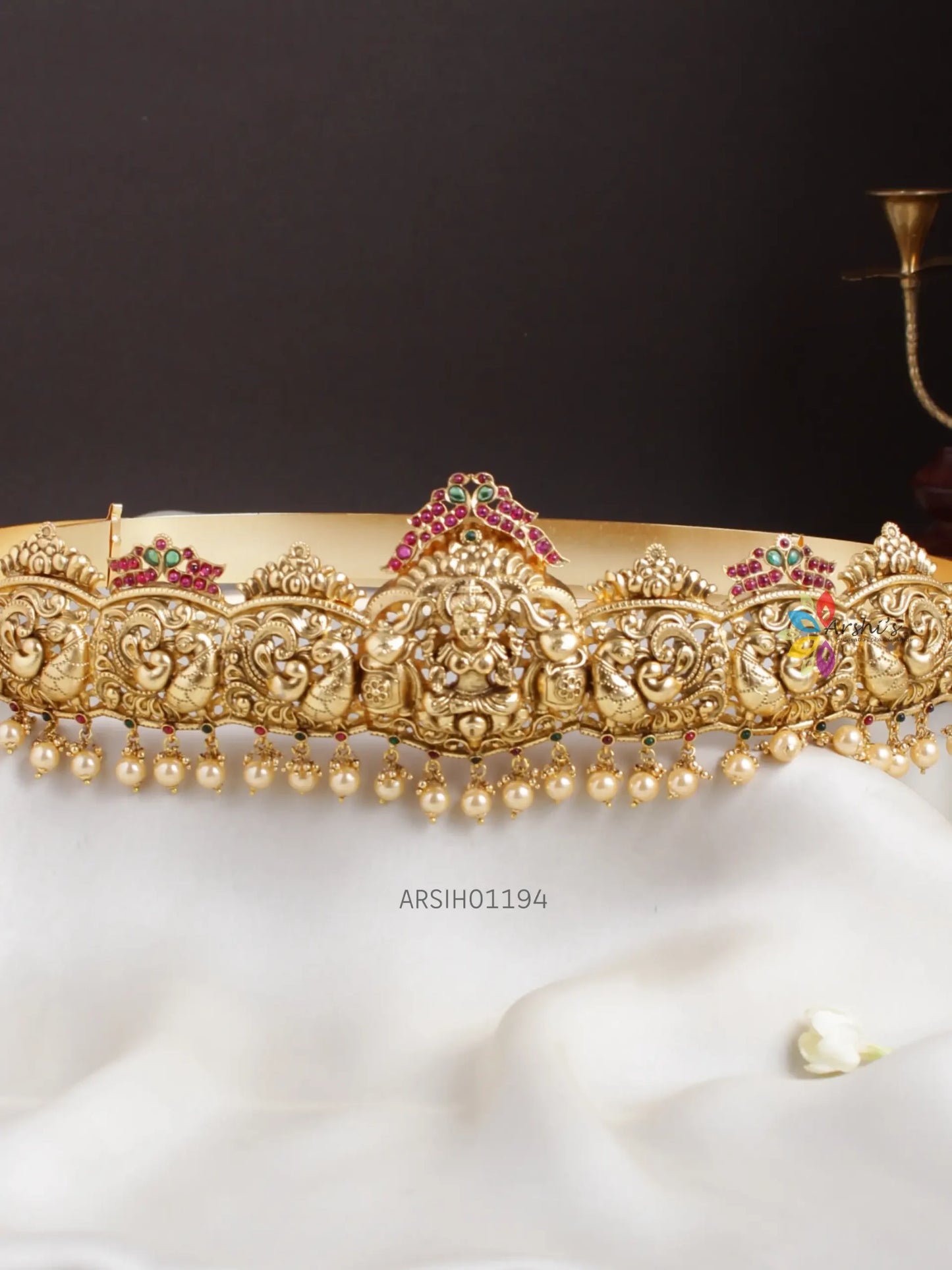 Antique Temple and Peacock Design Hipbelt