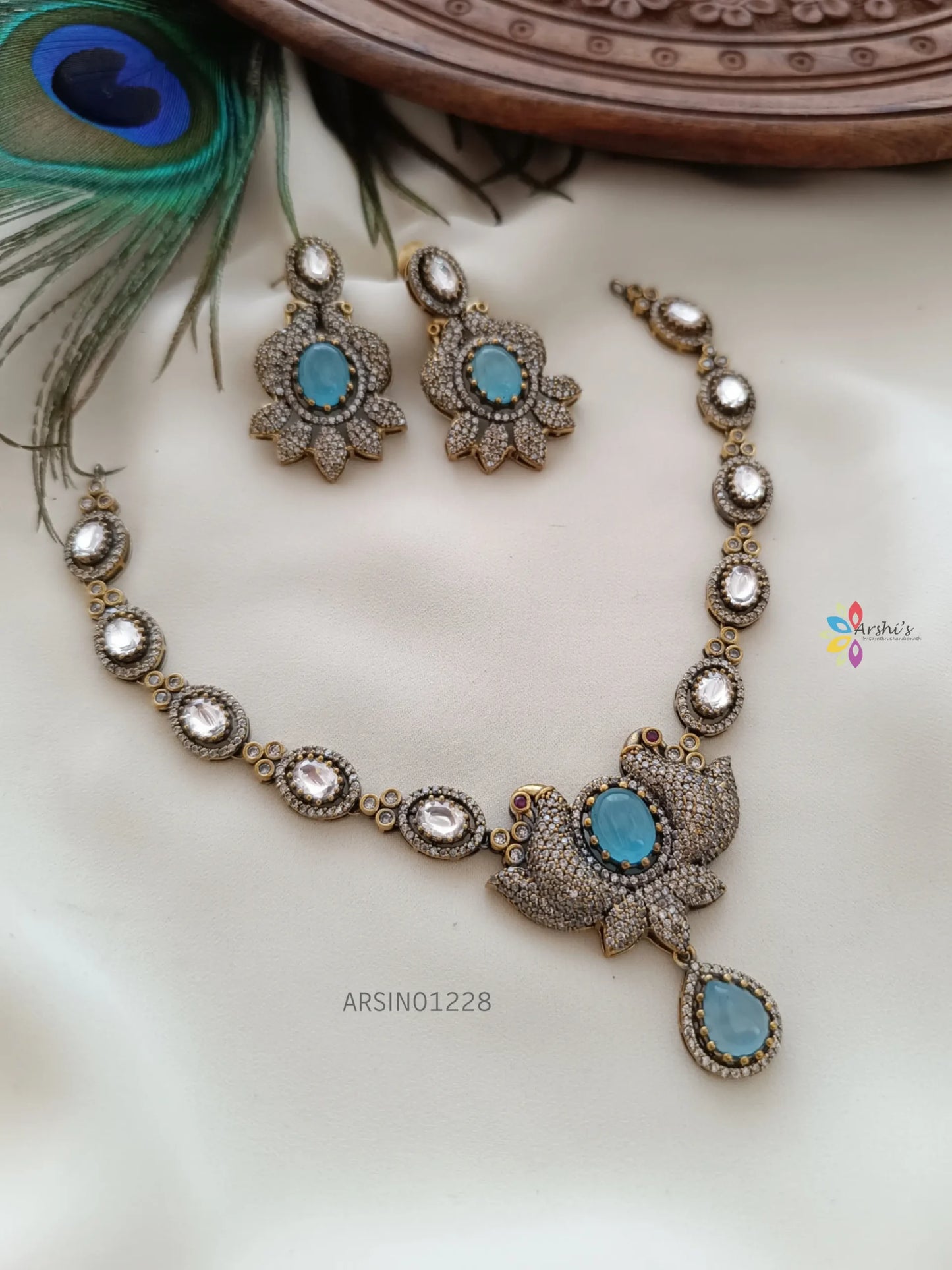 Blue and White Victorian Necklace