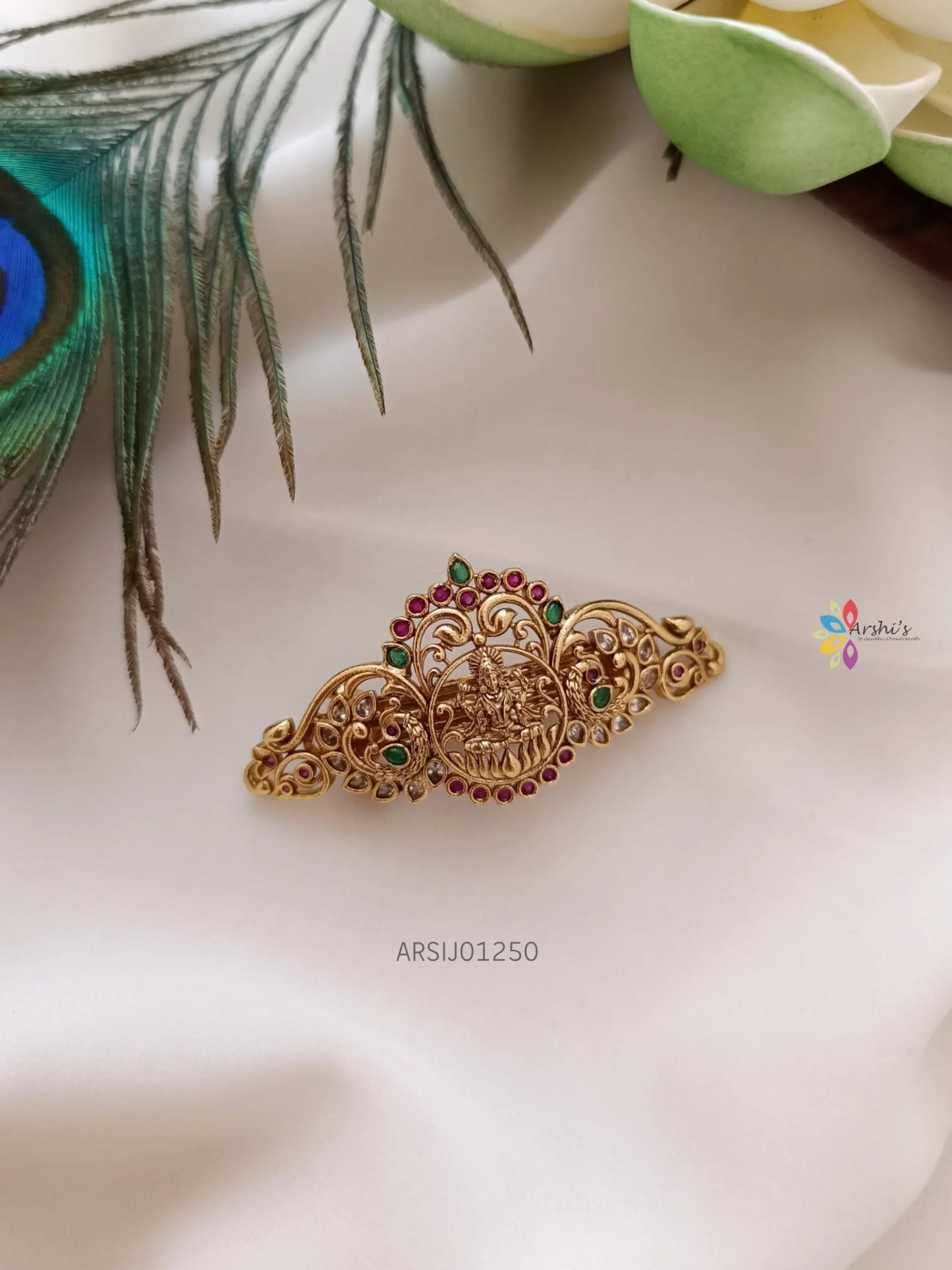 Temple Floral Design Hair Clip