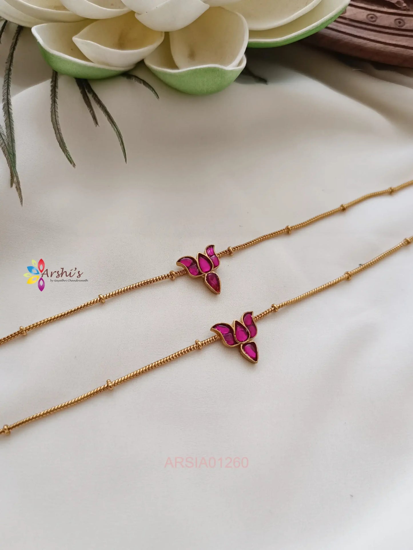 Elegant Lotus Design Anklets