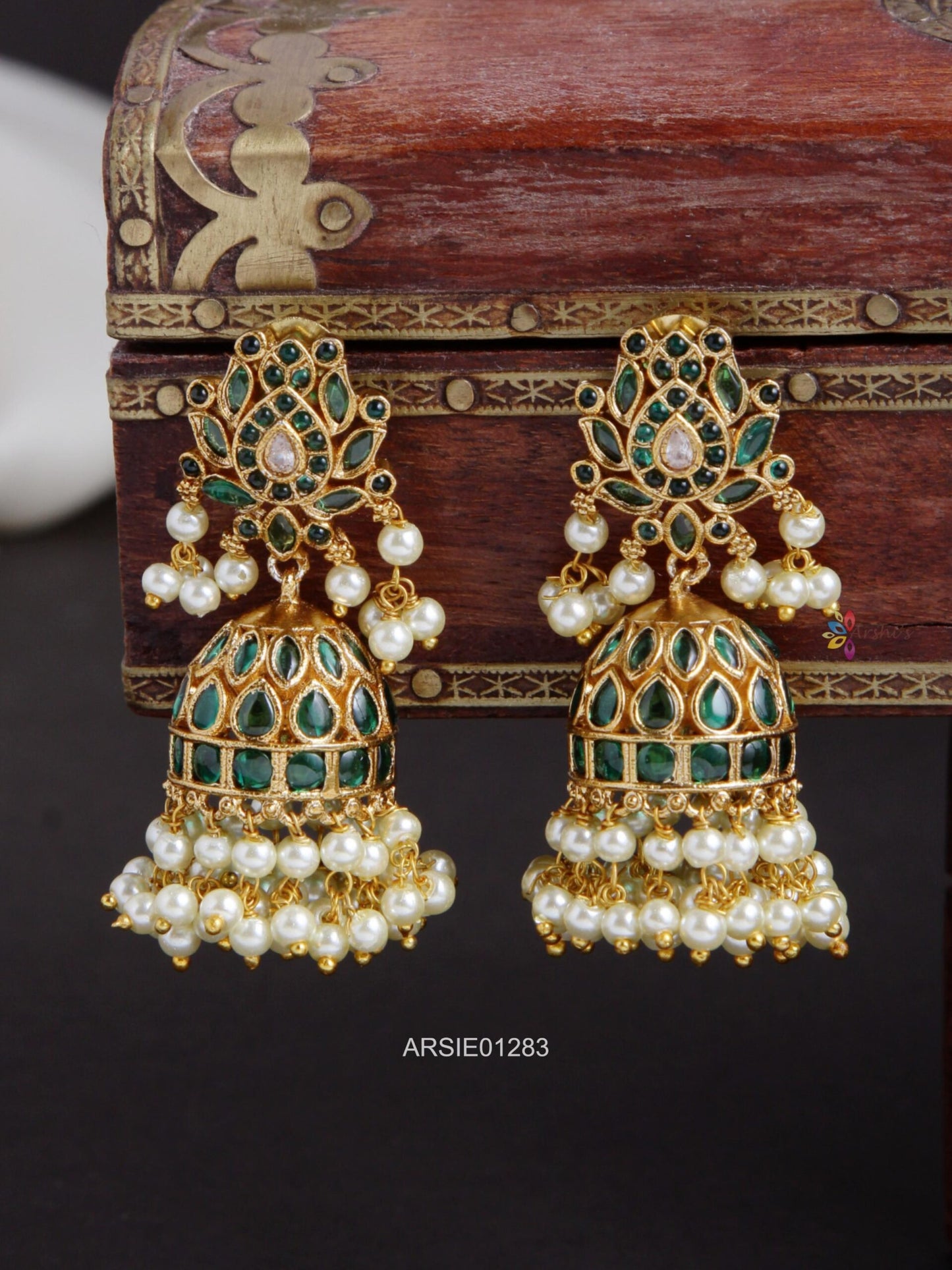 Green Stone Bridal Jhumka