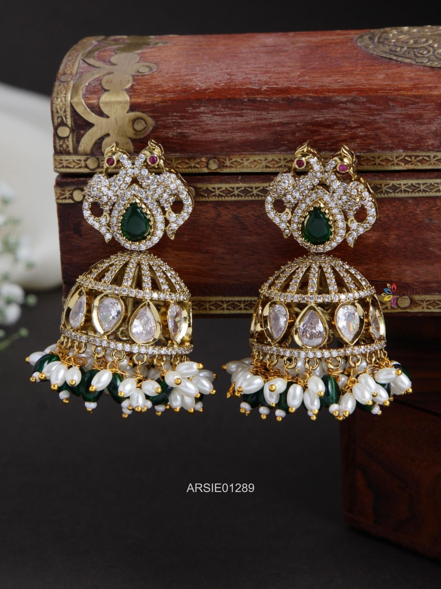 Victorian Emerald Stone Jhumkas