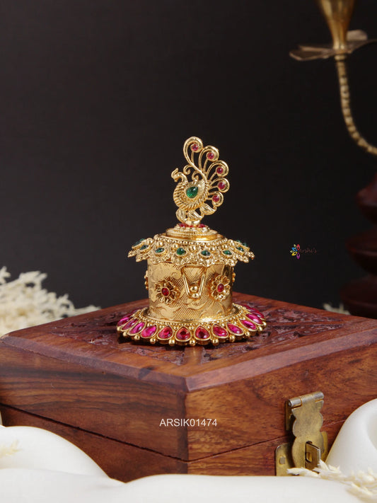 Peacock Red and Green Kumkum Box