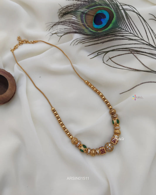 Trendy Antique Gold Ball Necklace