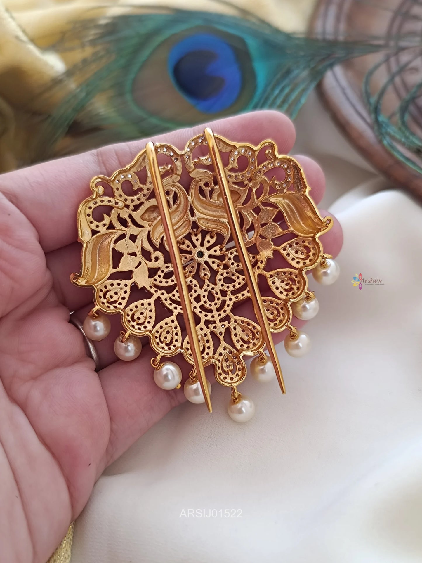 Peacock with AD Stone Hair Accessory