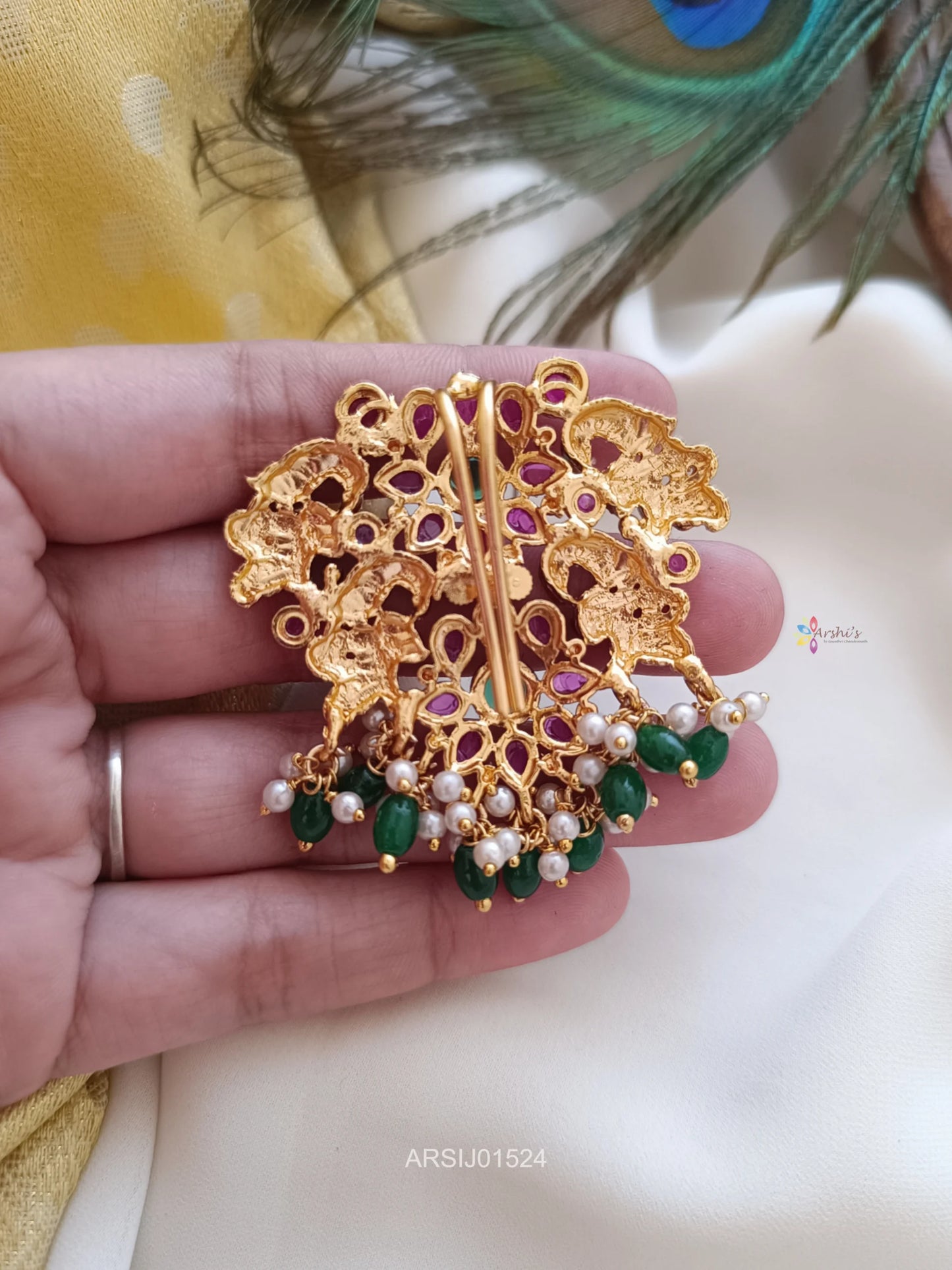 Kemp Stone with Green Bead Hair Accessory