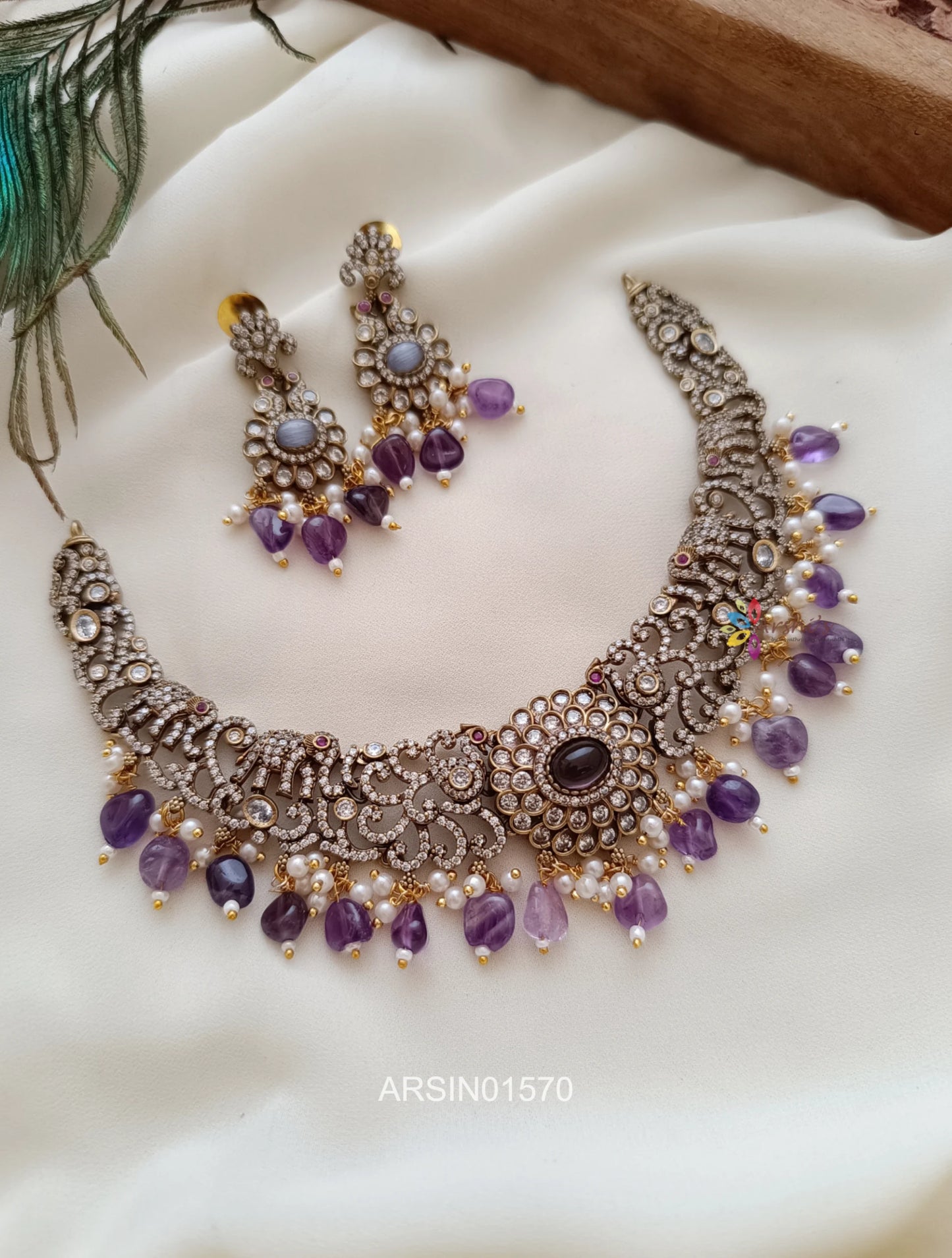 Victorian Purple Bead Necklace