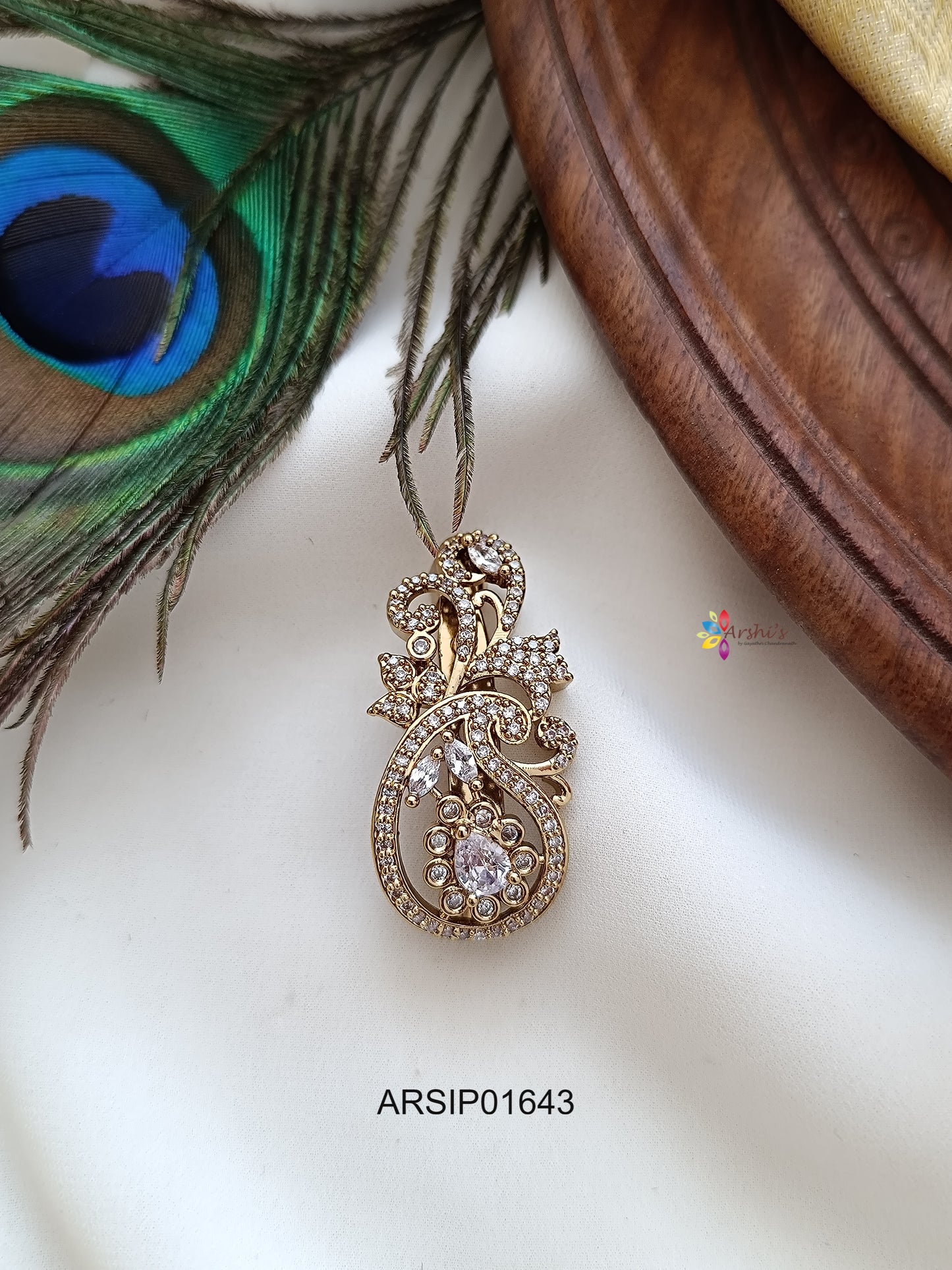 Mango Design White Stone Sareepin