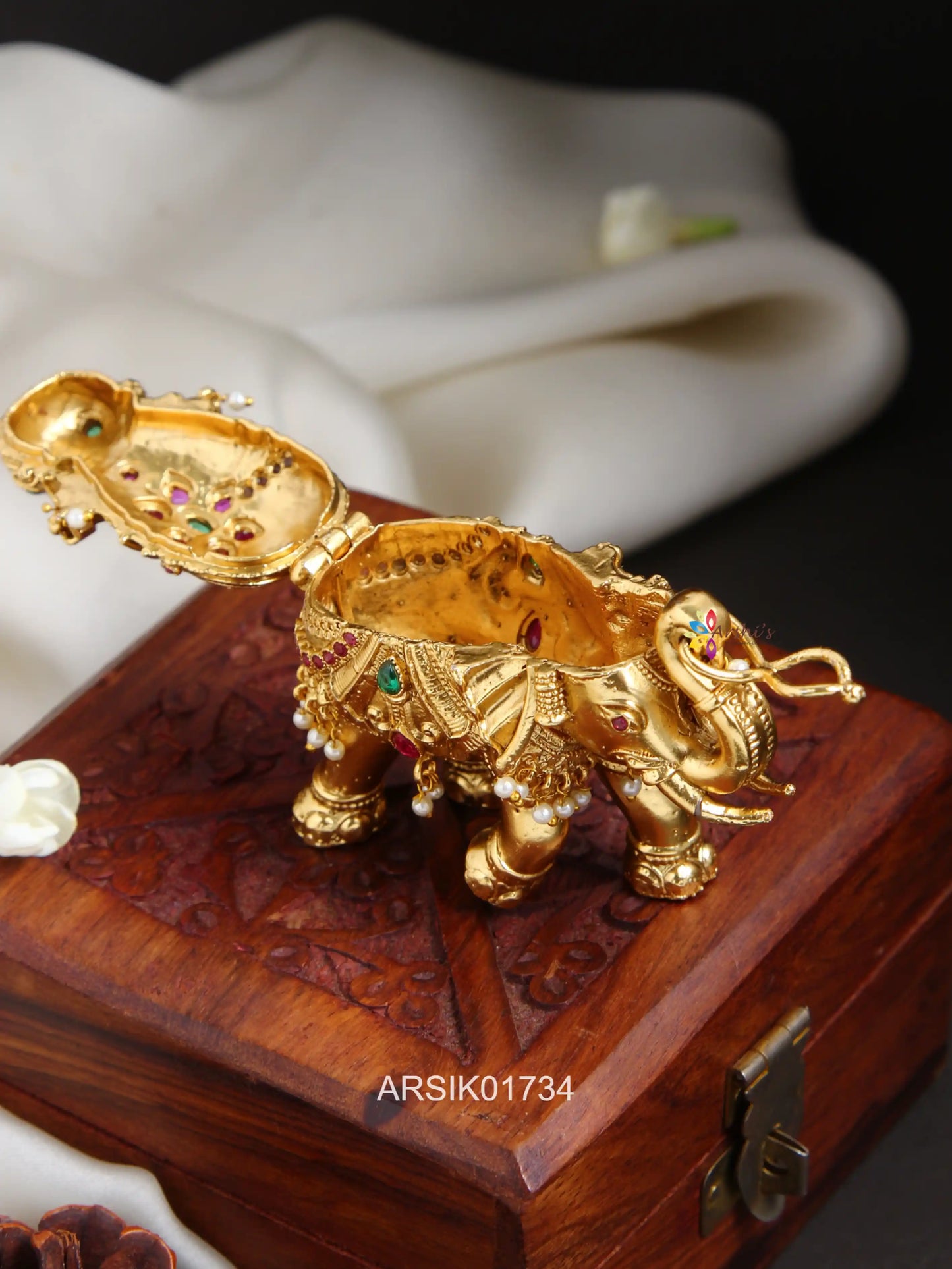 Elephant Design Kumkum Box