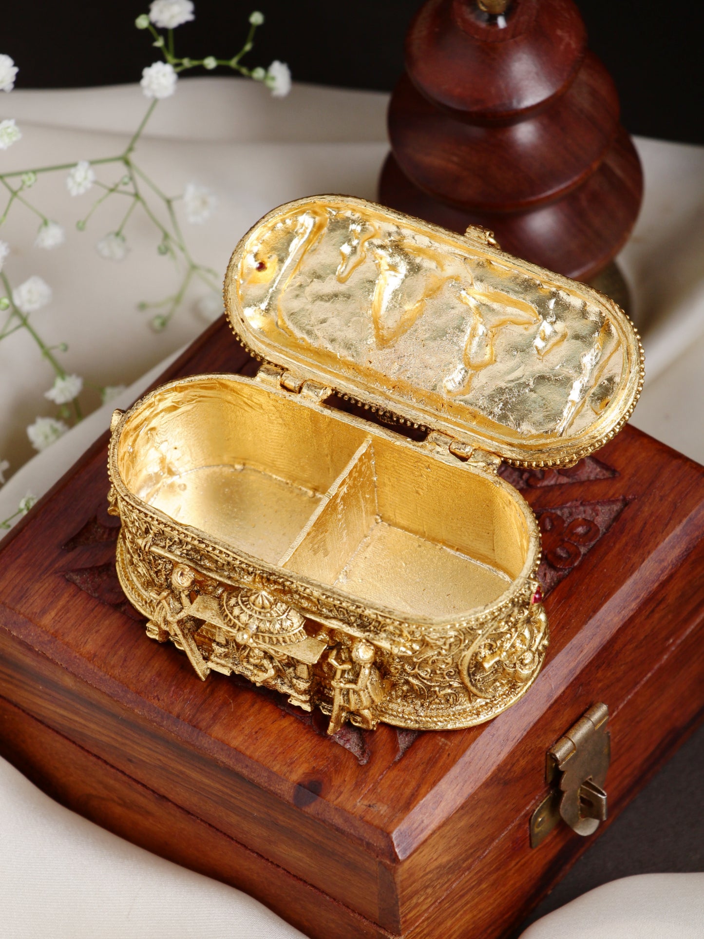 Antique Gold Look Like Temple Kumkum Box