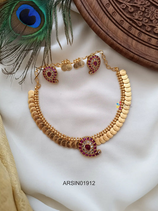 Lakshmi Coin with Mango Pendant Necklace