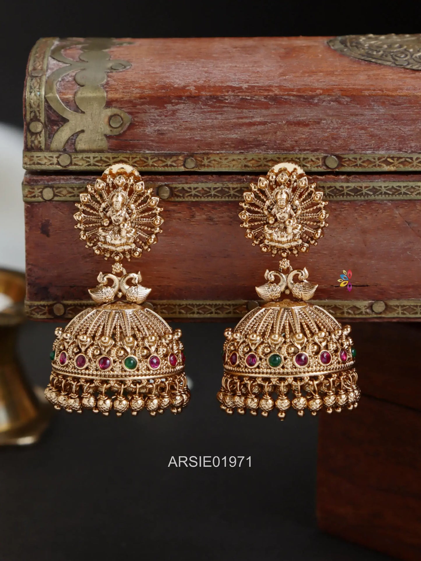 Temple Lakshmi Kemp and Green Jhumka