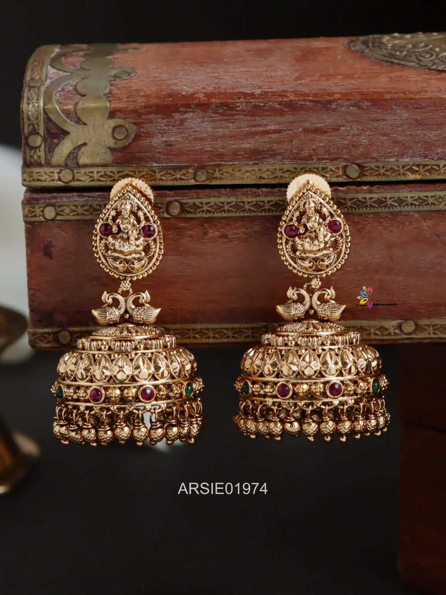 Antique Finish Temple Jhumka
