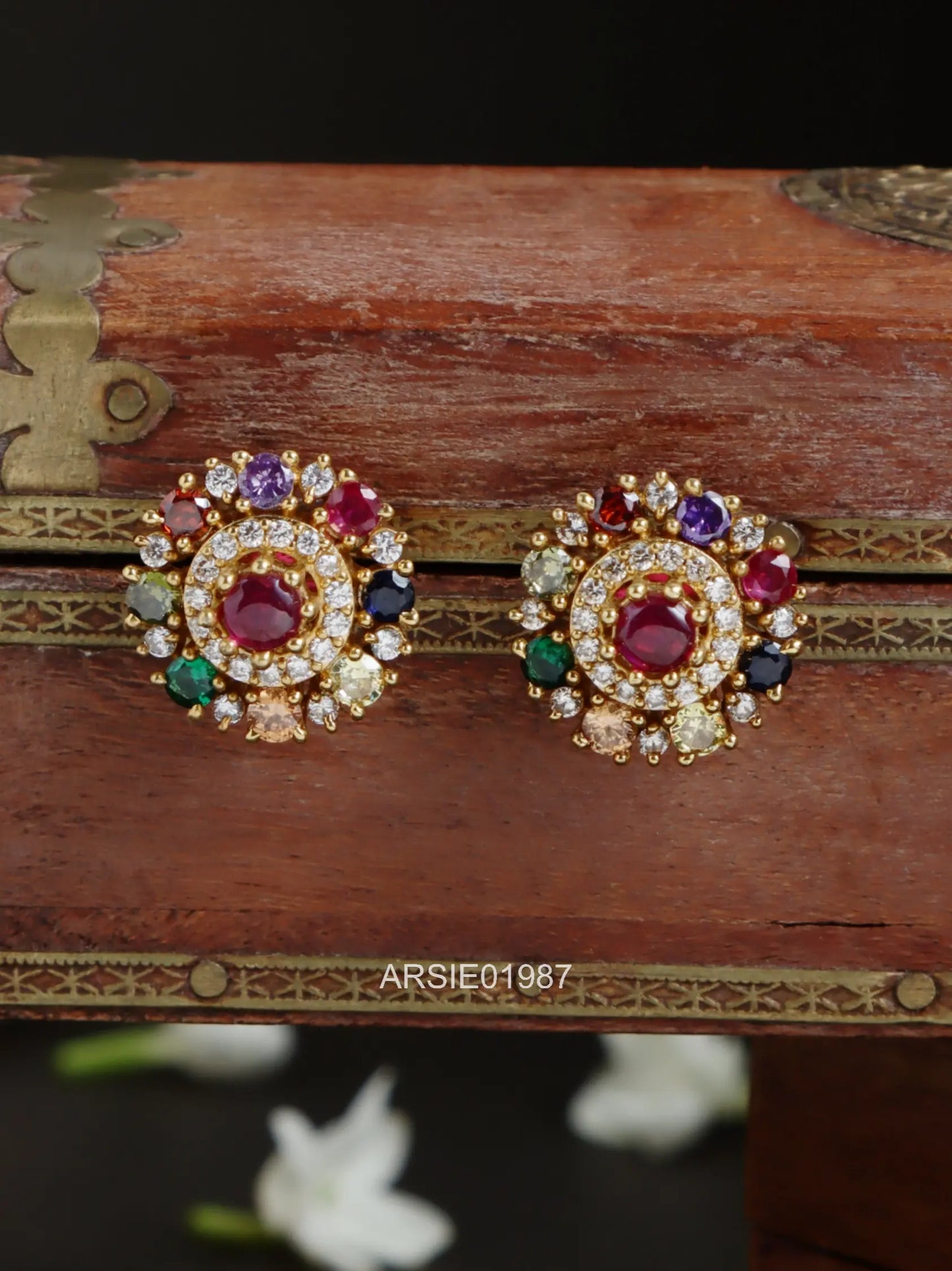 Navarathna Stone Ear Studs