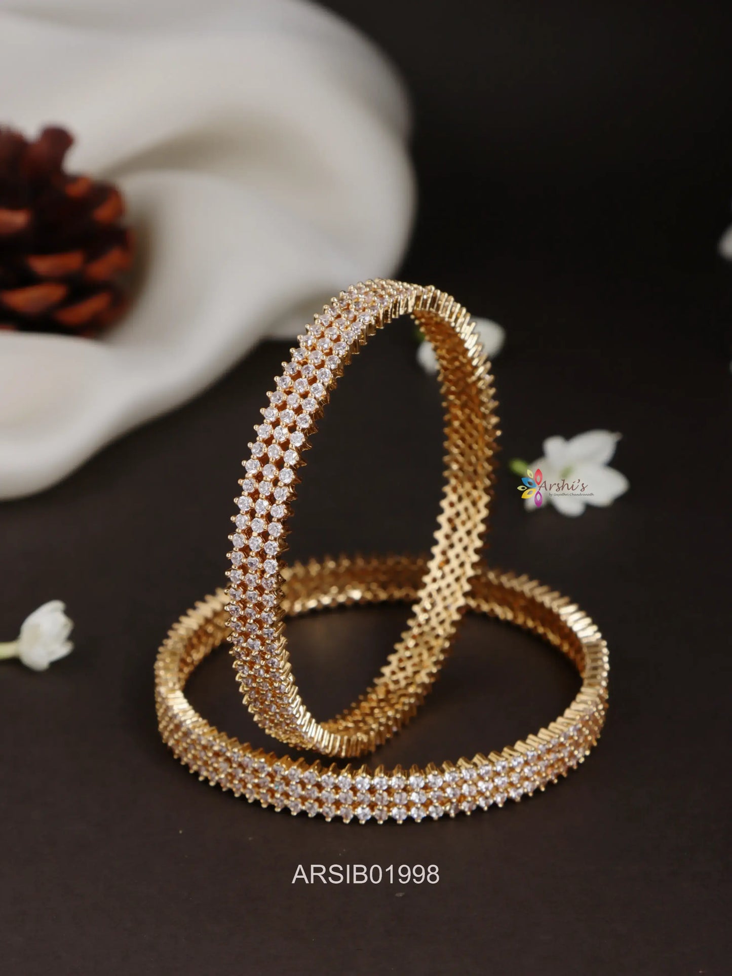 AD White Stone Bangles