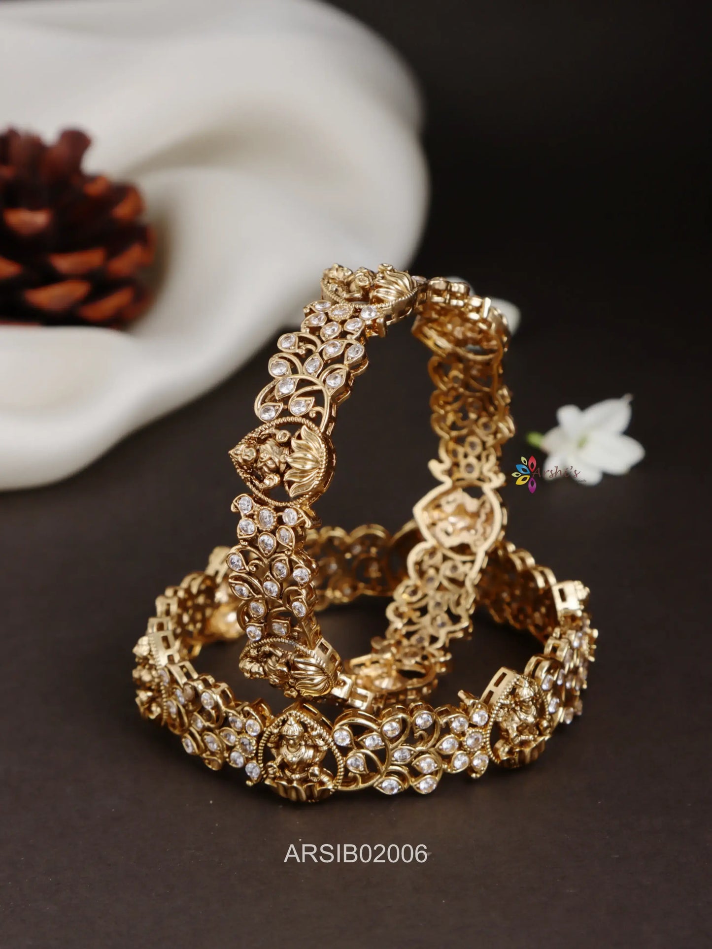 Temple and Kundan Kada Bangles