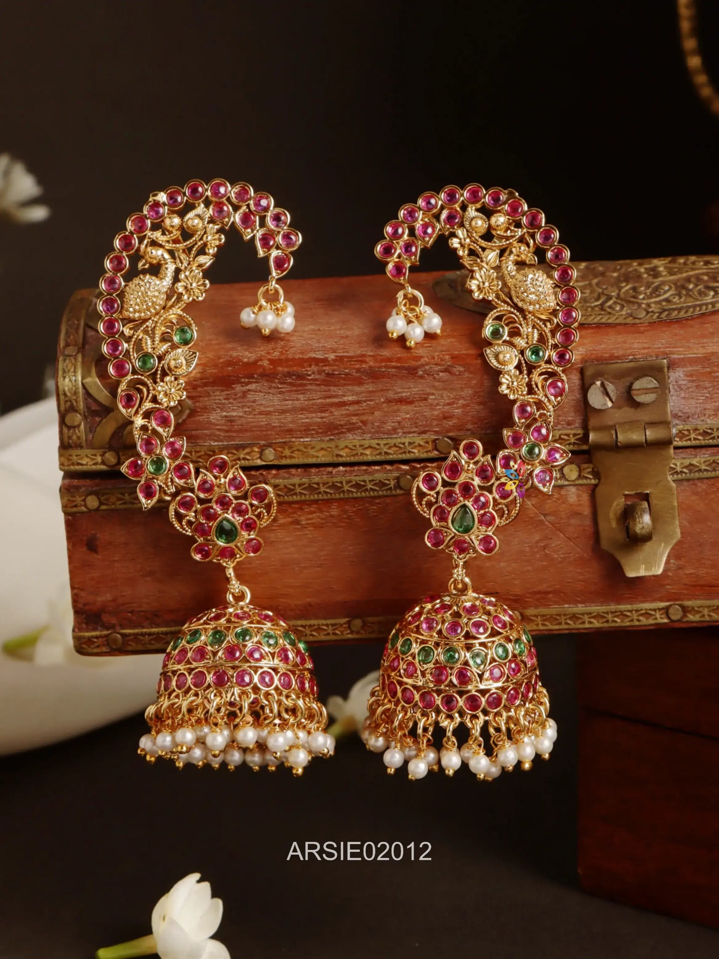 Peacock Kemp Stone Earcuffs