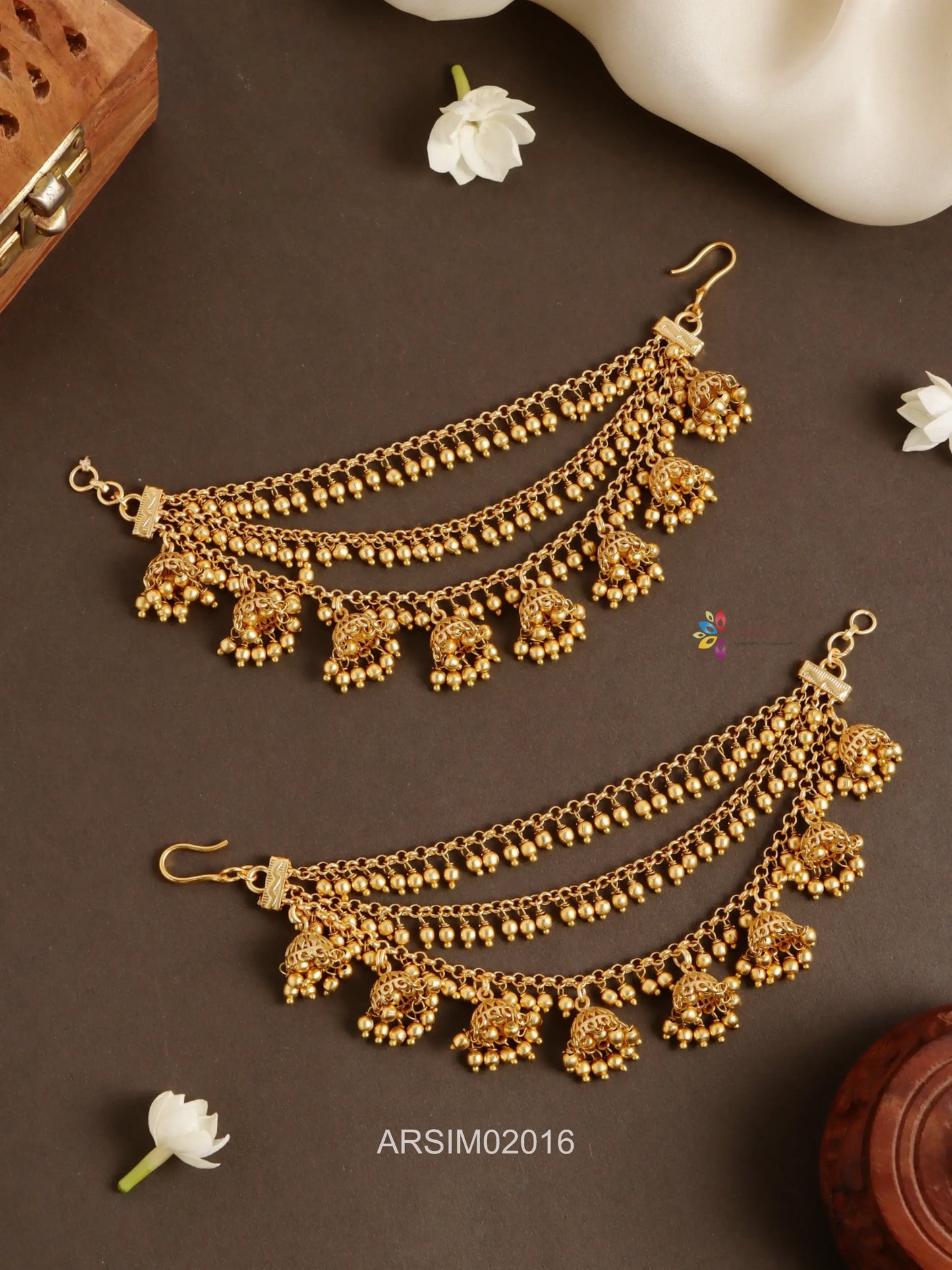 Gold Bead Bttalu Earchains