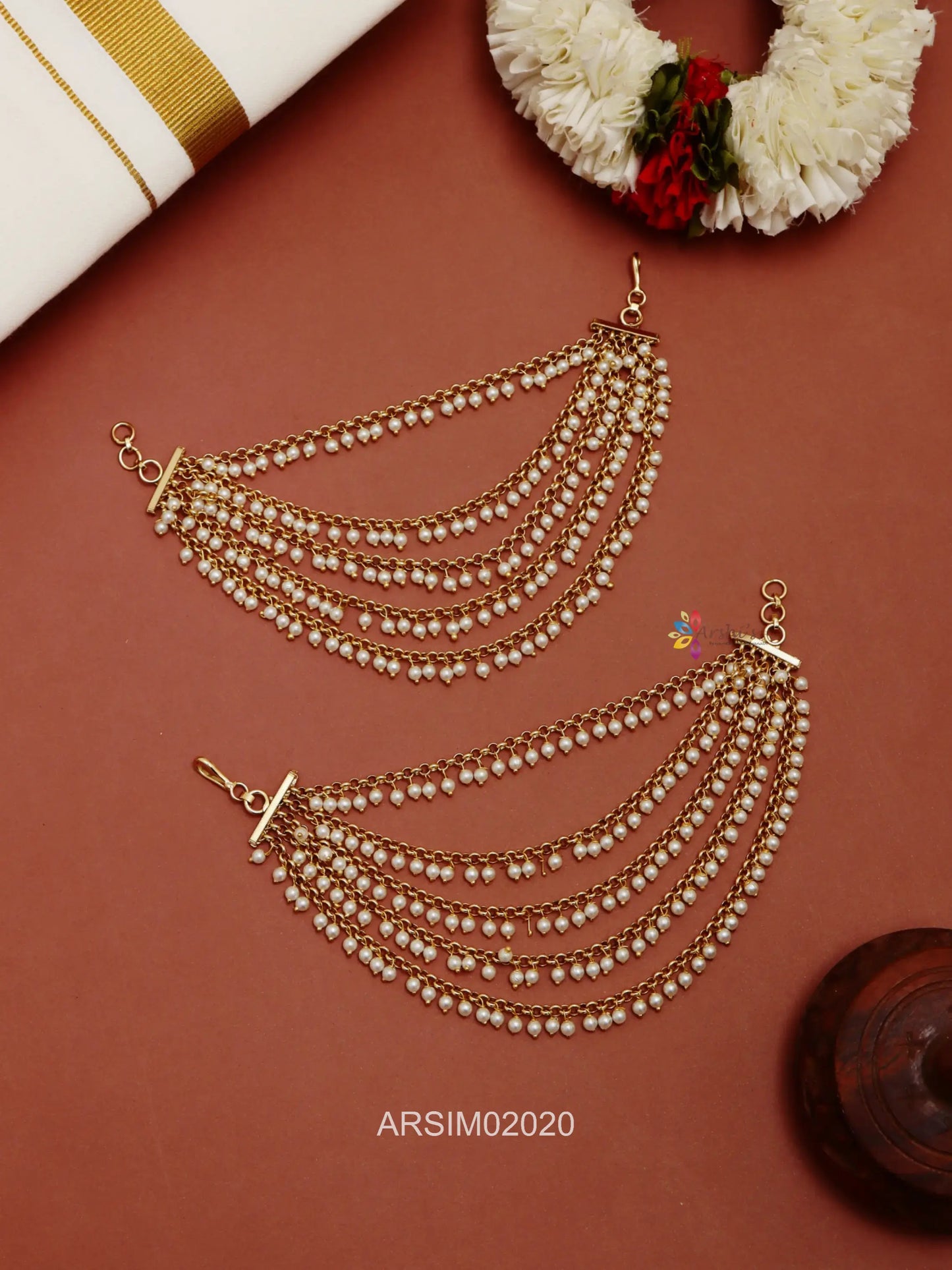 Five Layer Pearl Drop Earchains