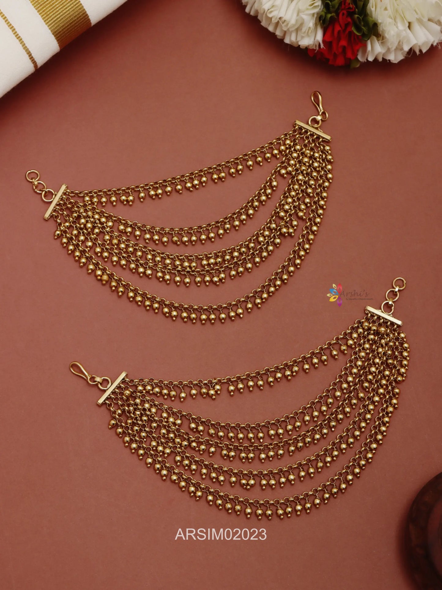 Five Layered Gold Drop Earchains