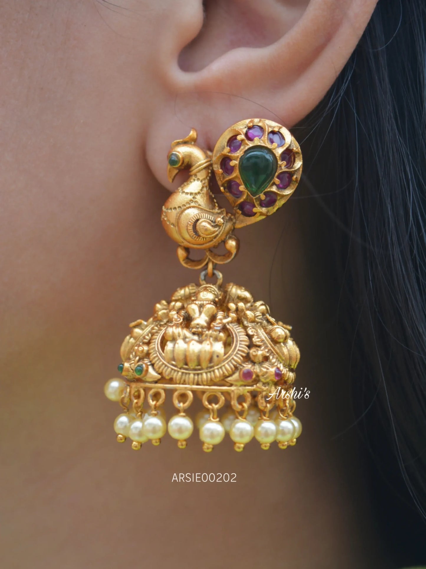 Traditional Lakshmi Peacock Design Jhumka
