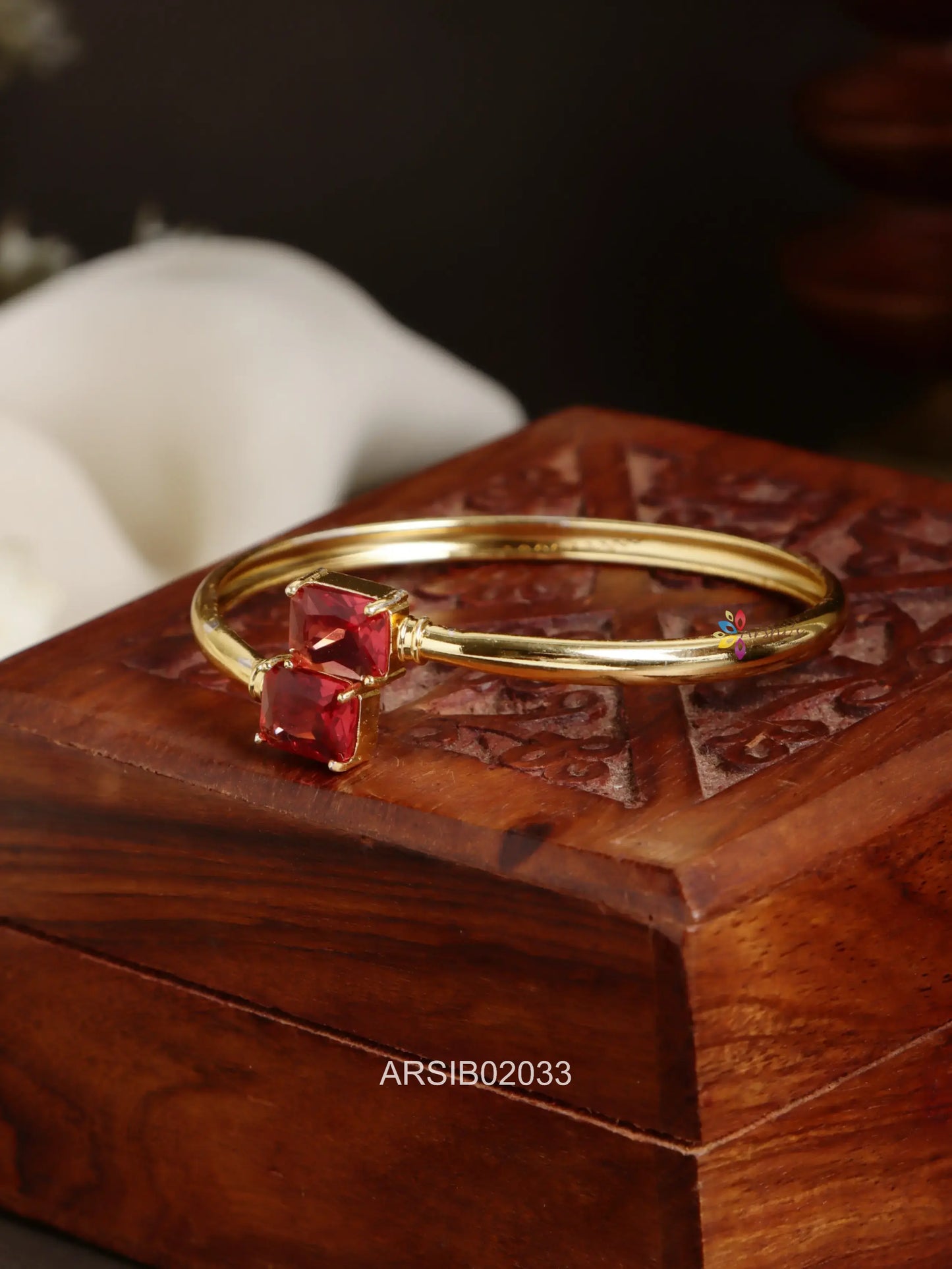 Square Red Stone Bracelet bangle