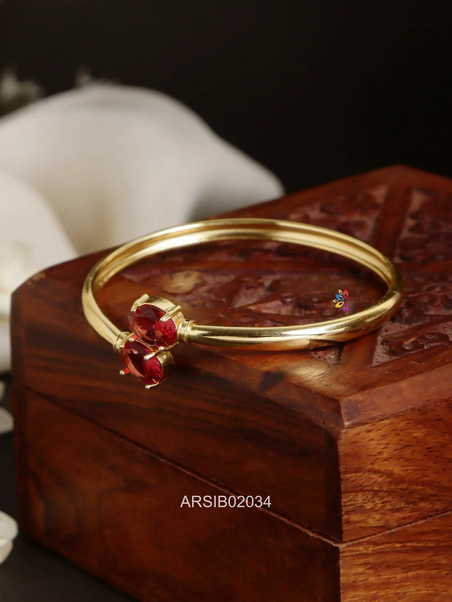 Oval Red Stone Bracelet Bangle