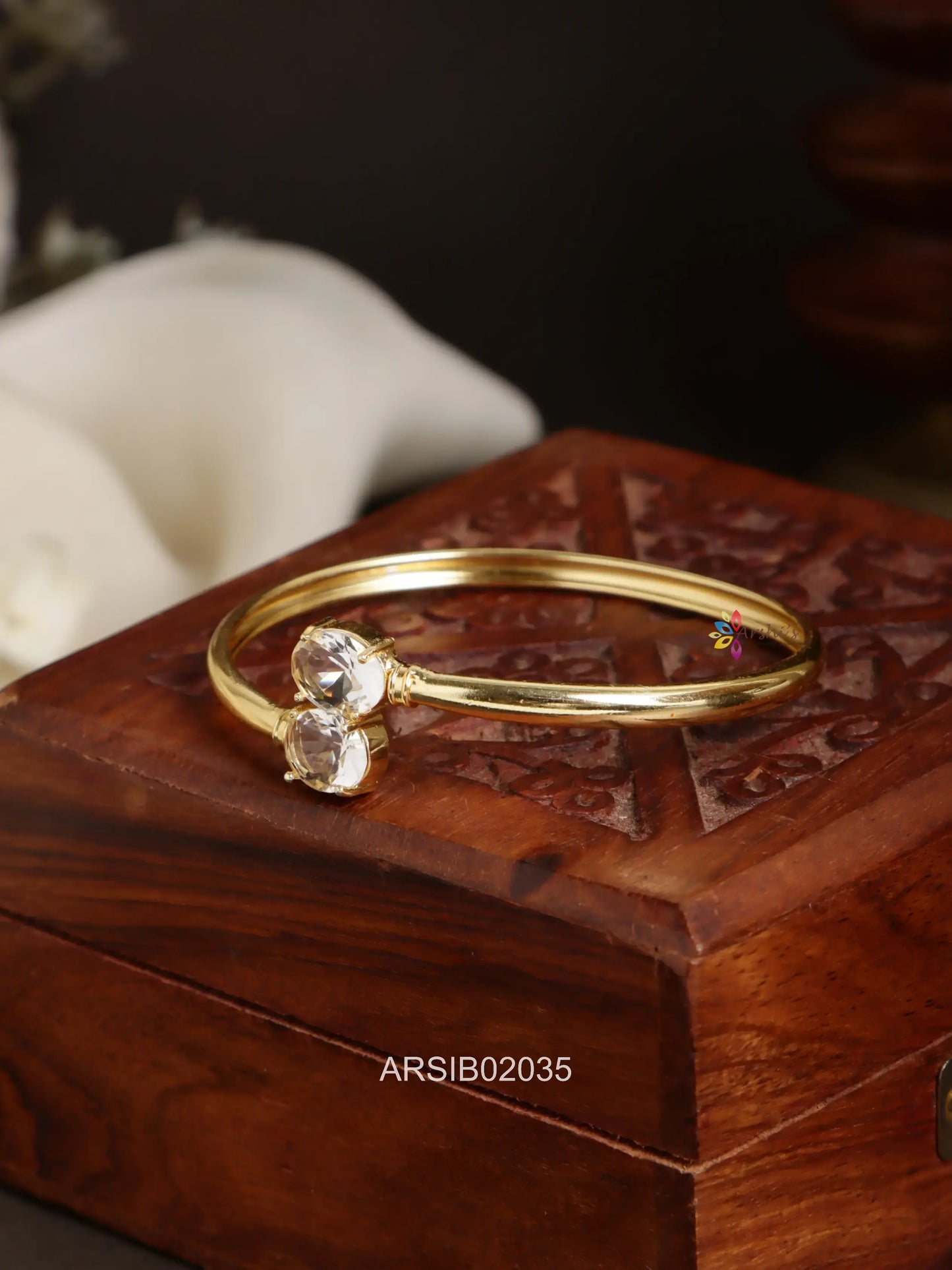 Oval White Stone Bracelet Bangle