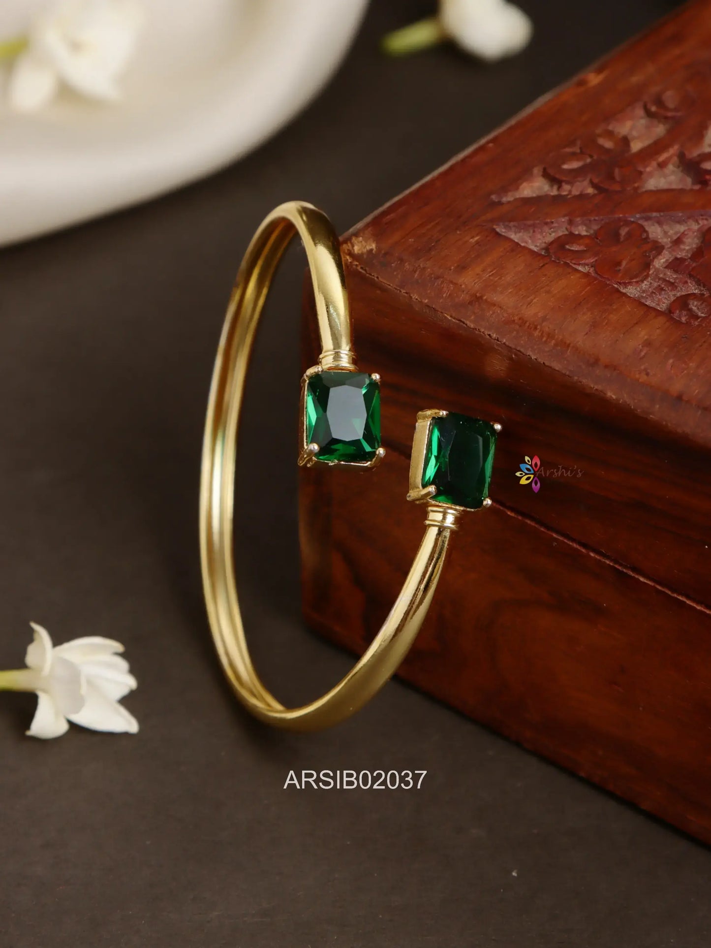 Square Green Stone Bracelet bangle