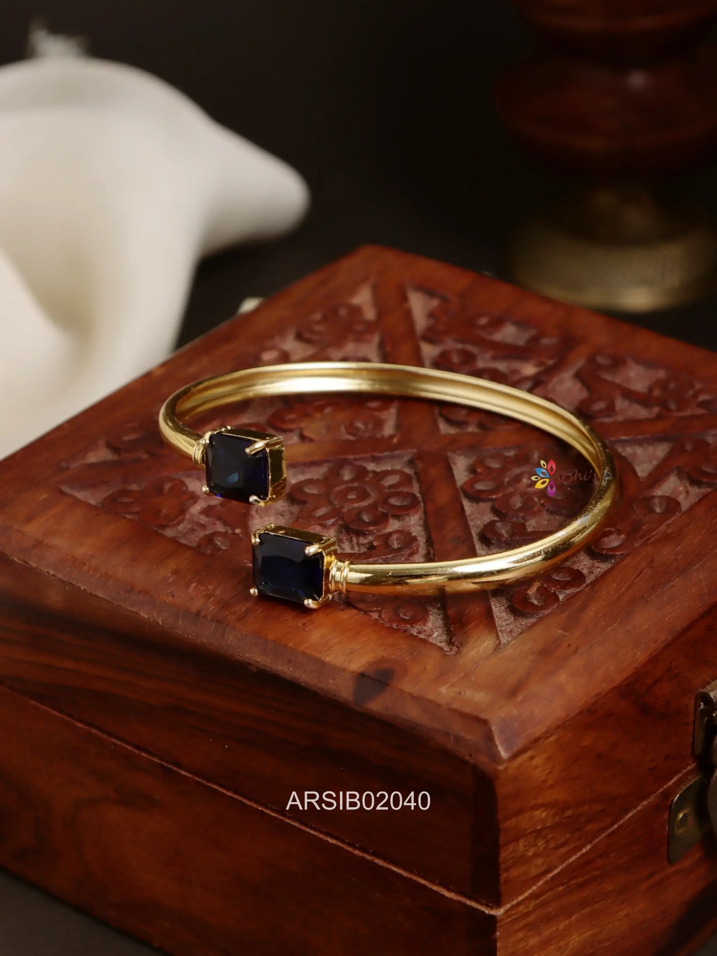 Square Blue Stone Bracelet bangle