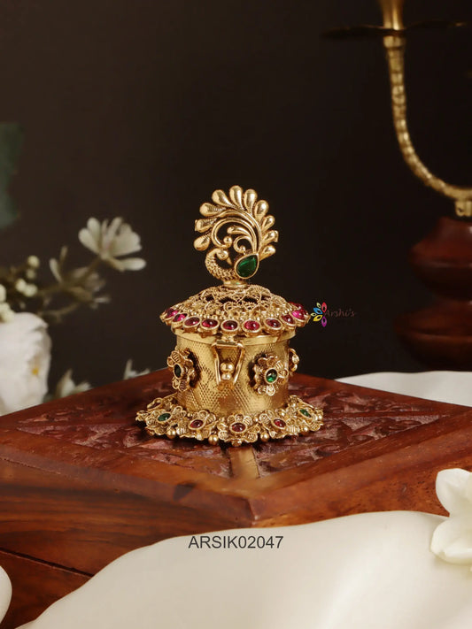 Peacock Matte Kumkum Box