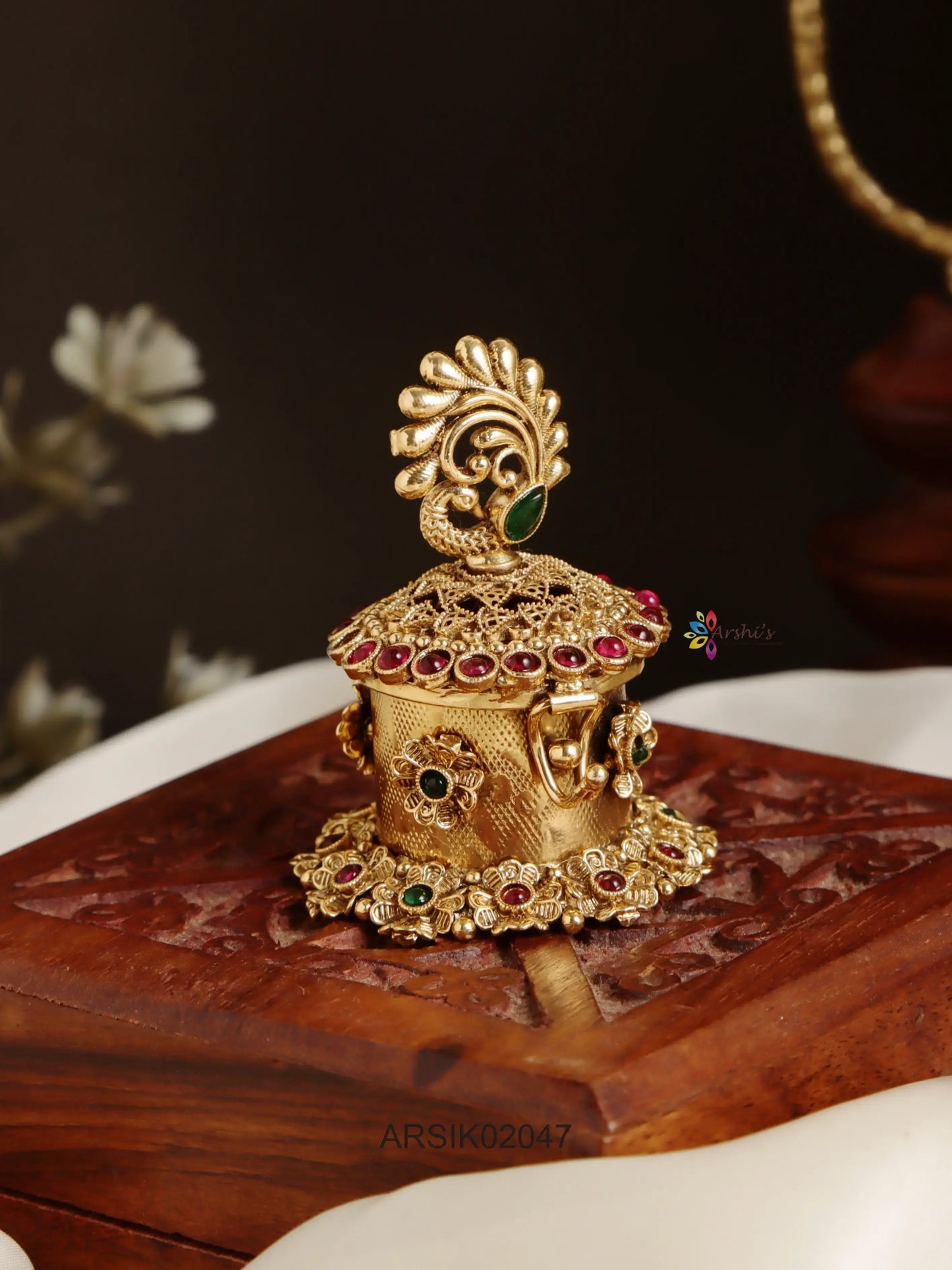 Peacock Matte Kumkum Box