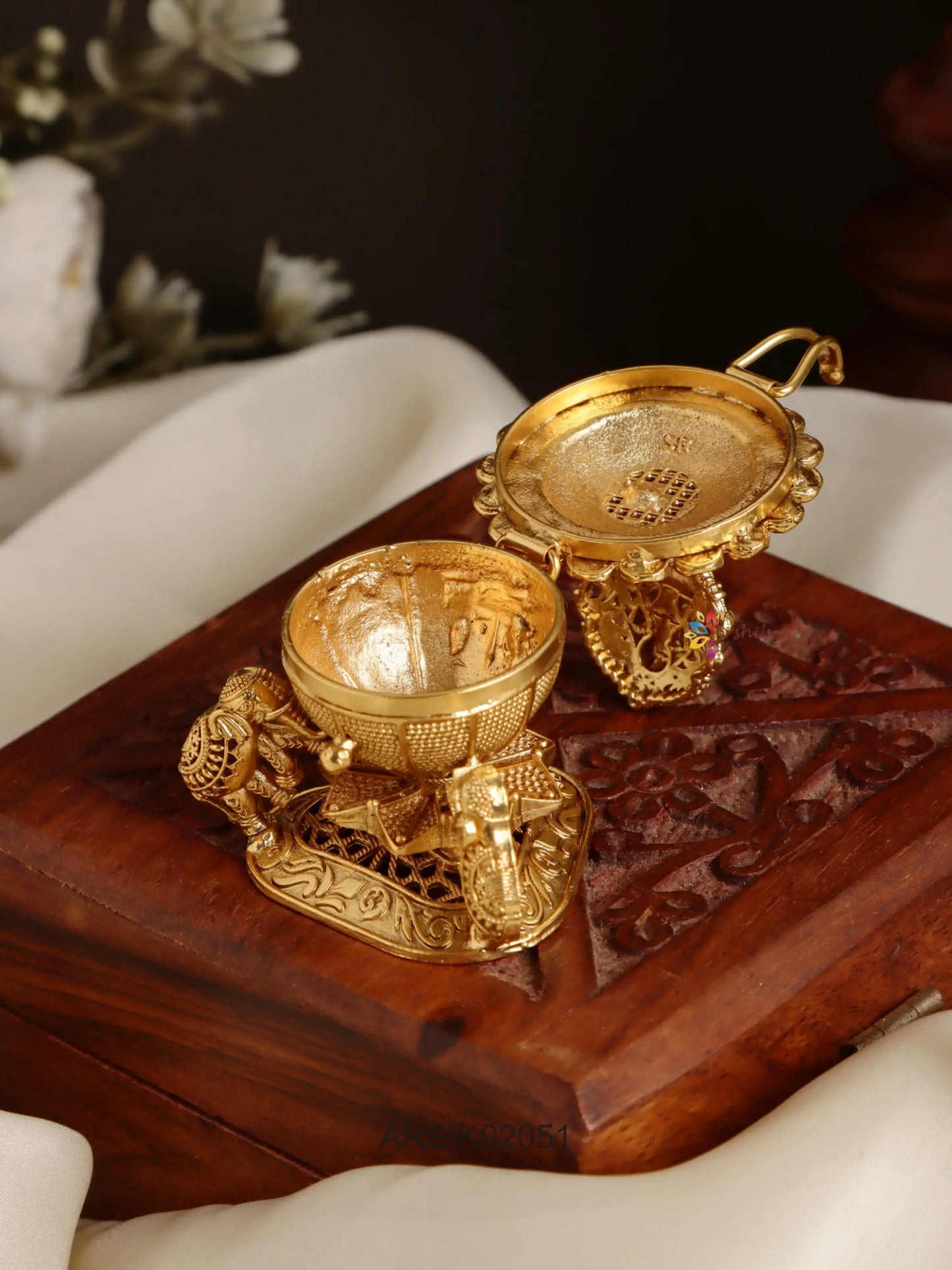 Temple and Elephant Kumkum Box