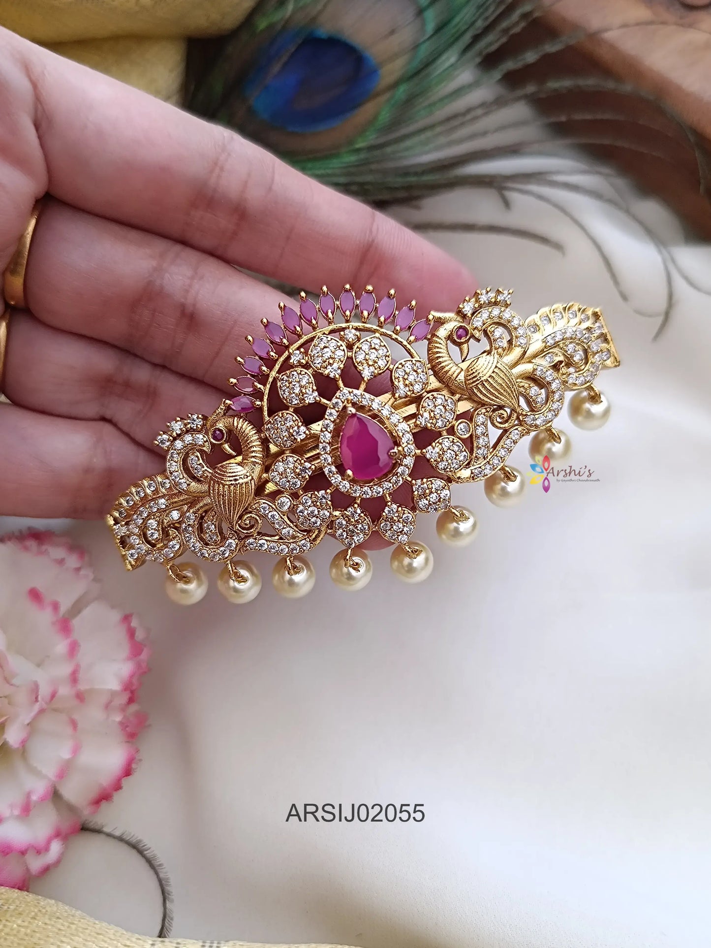 Peacock Kemp Stone Hair Clip