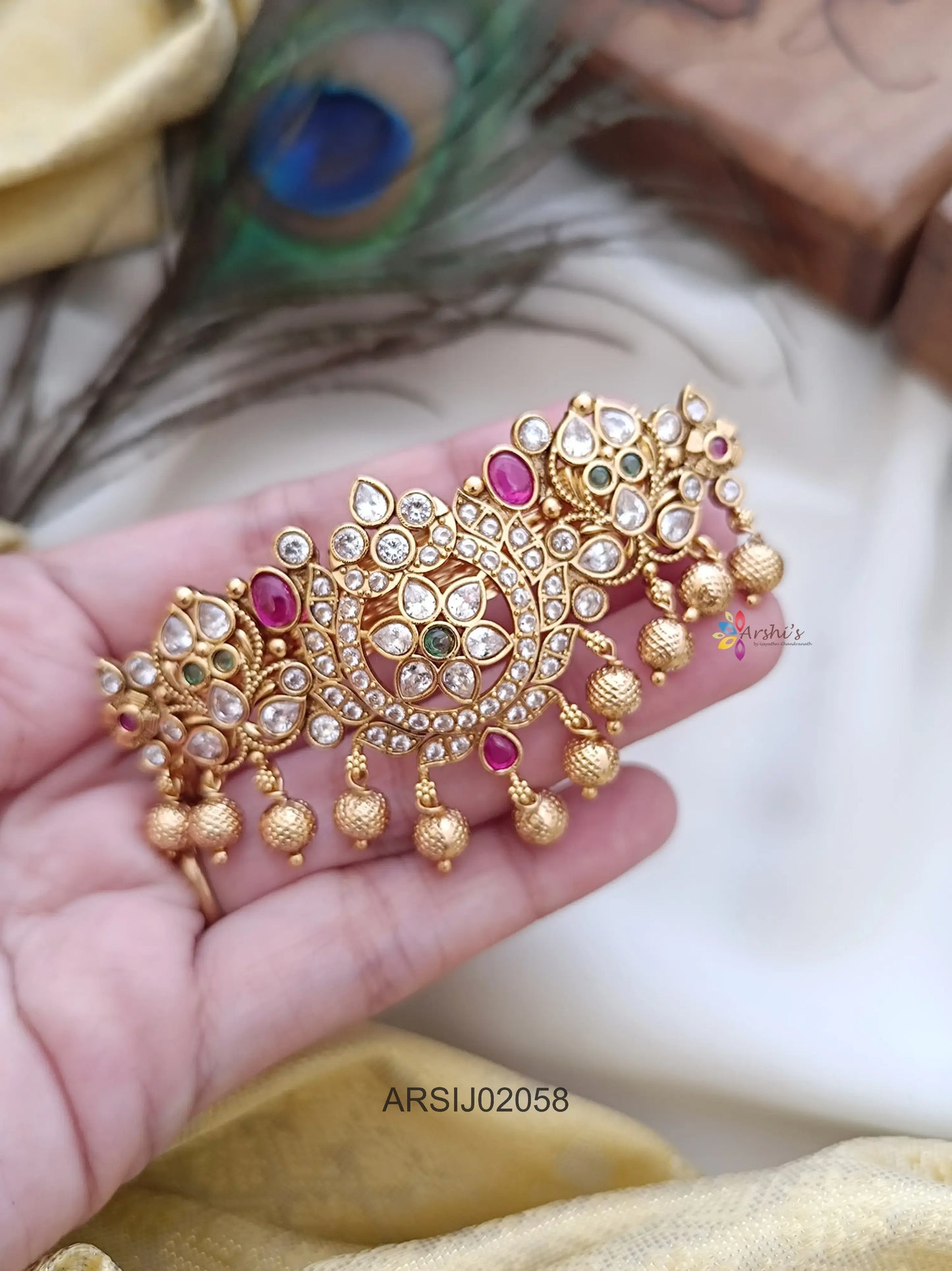 Multi Color Gold Bead Drop Hair Clip