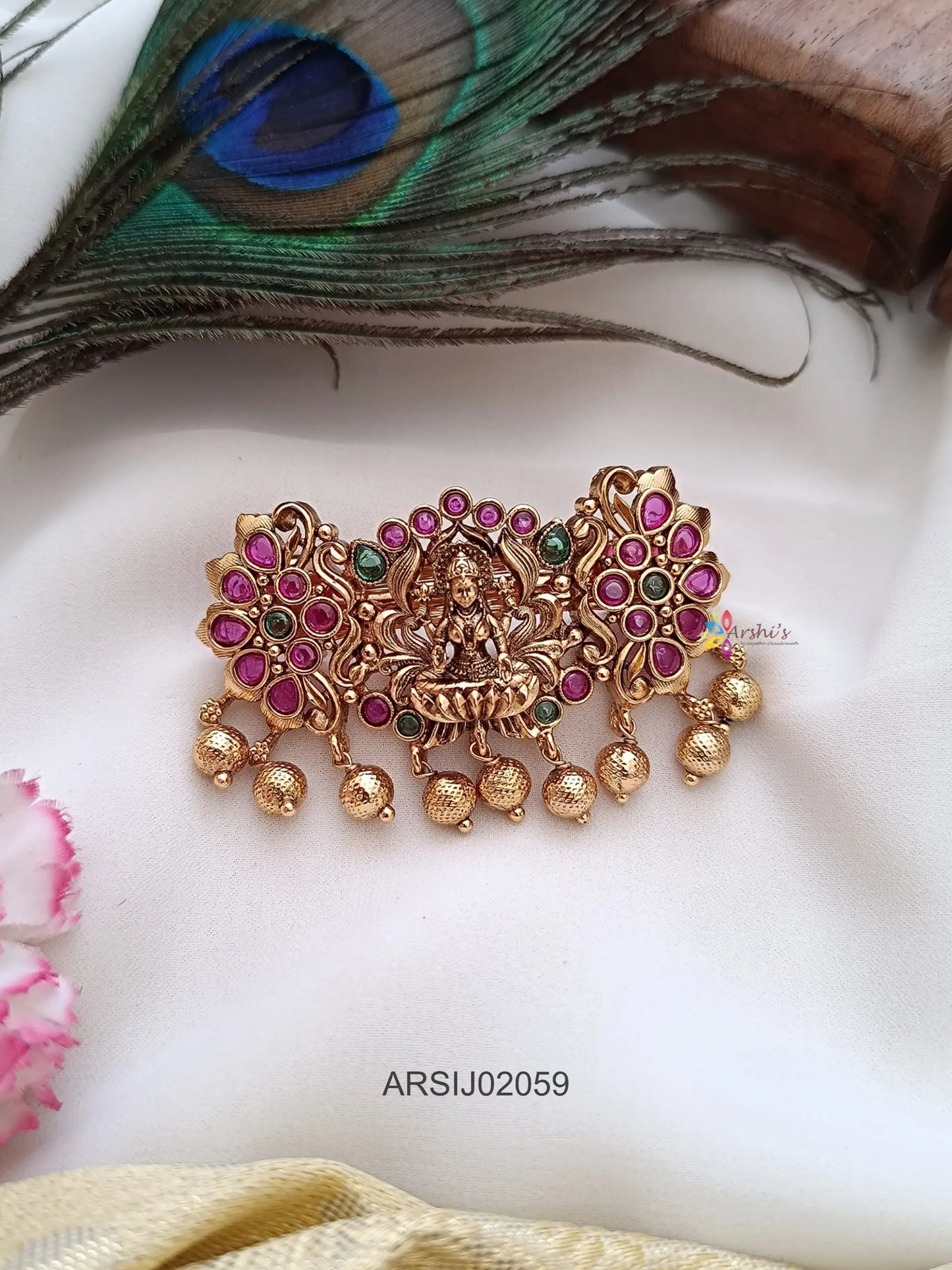 Temple Kemp and Green Stone Hair Clip