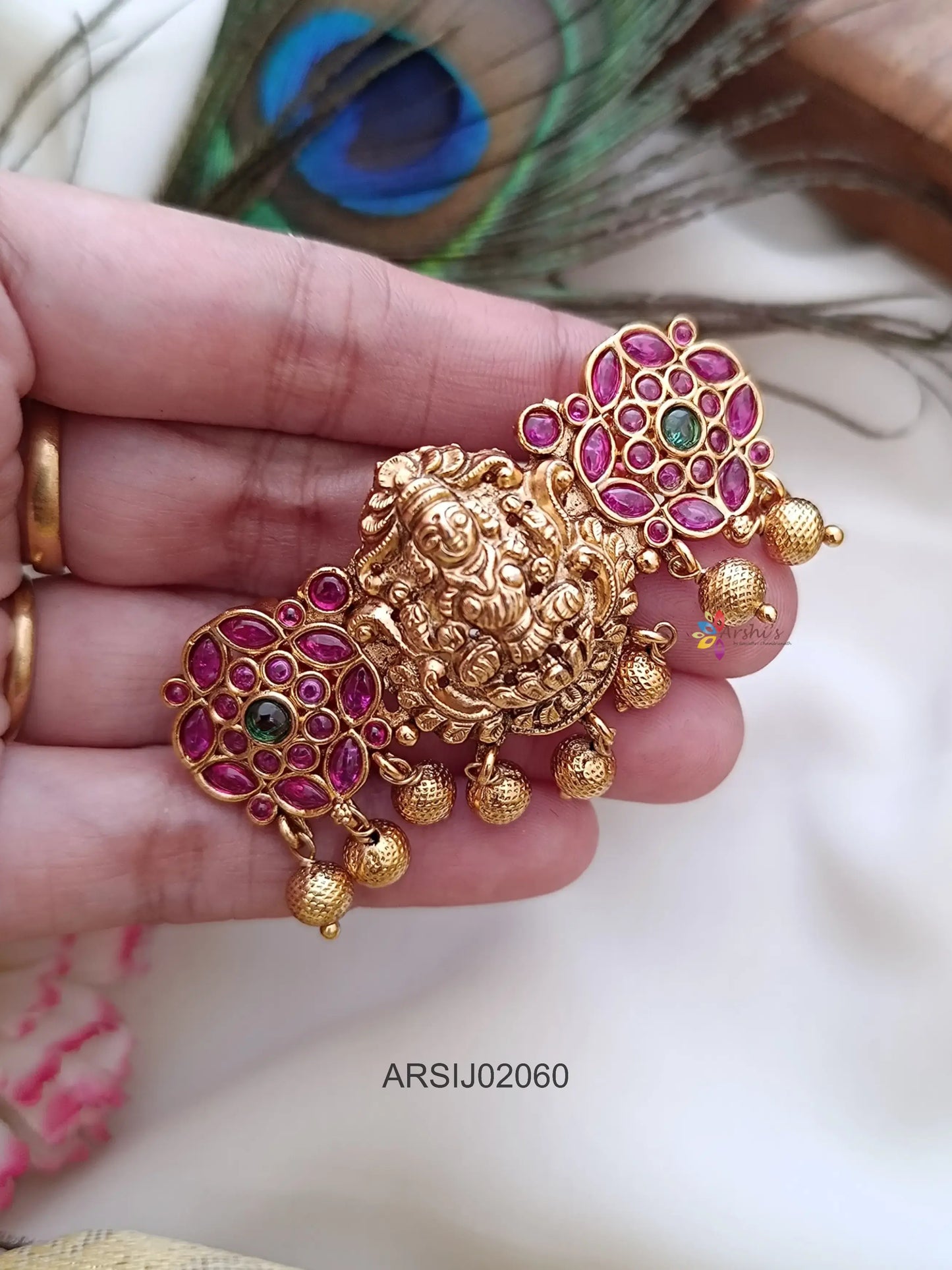 Lakshmi Stone and Gold Bead Drop Hair Clip