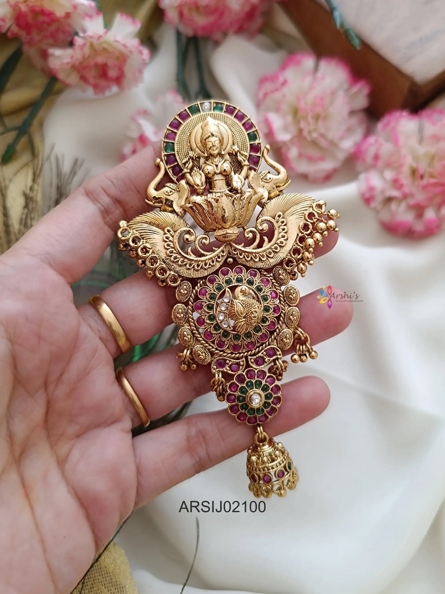 Temple Design Jhumka Drop Hair Brooch