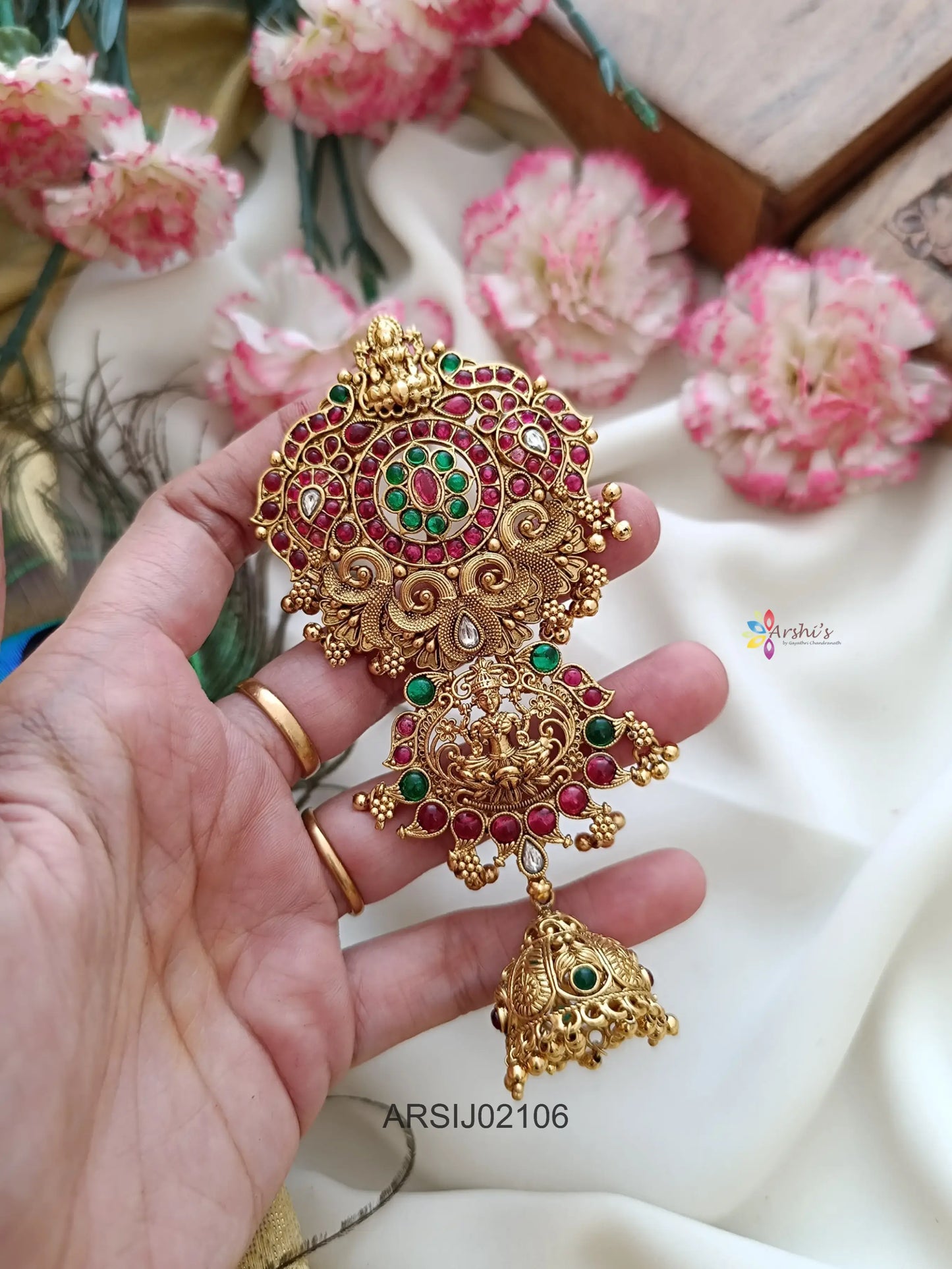 Two Layer Kemp Stone with Jhumka Hair Brooch