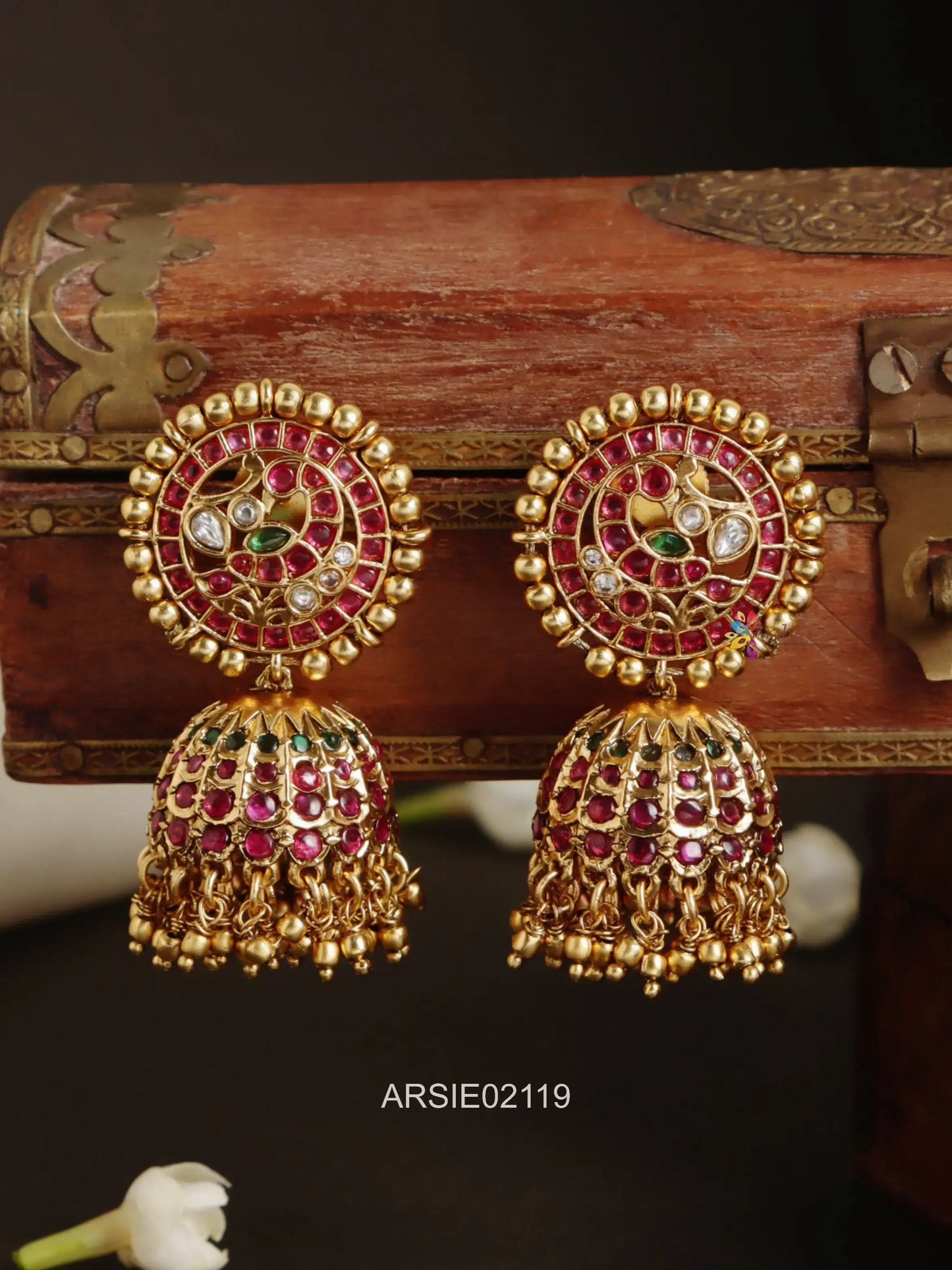 Kundan Gold Hangging Meenakari Jhumka