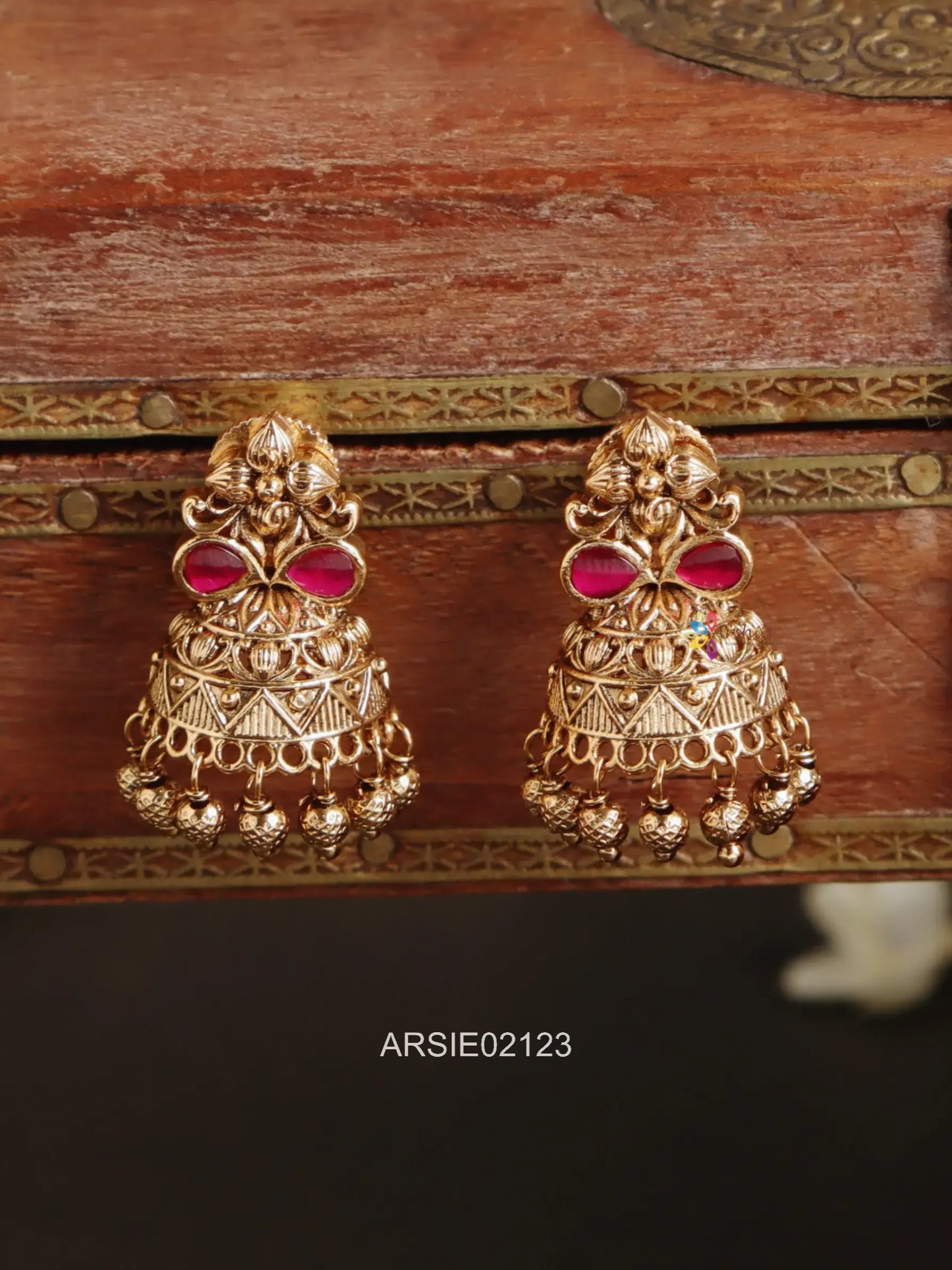 Antique Green Stone Jhumka