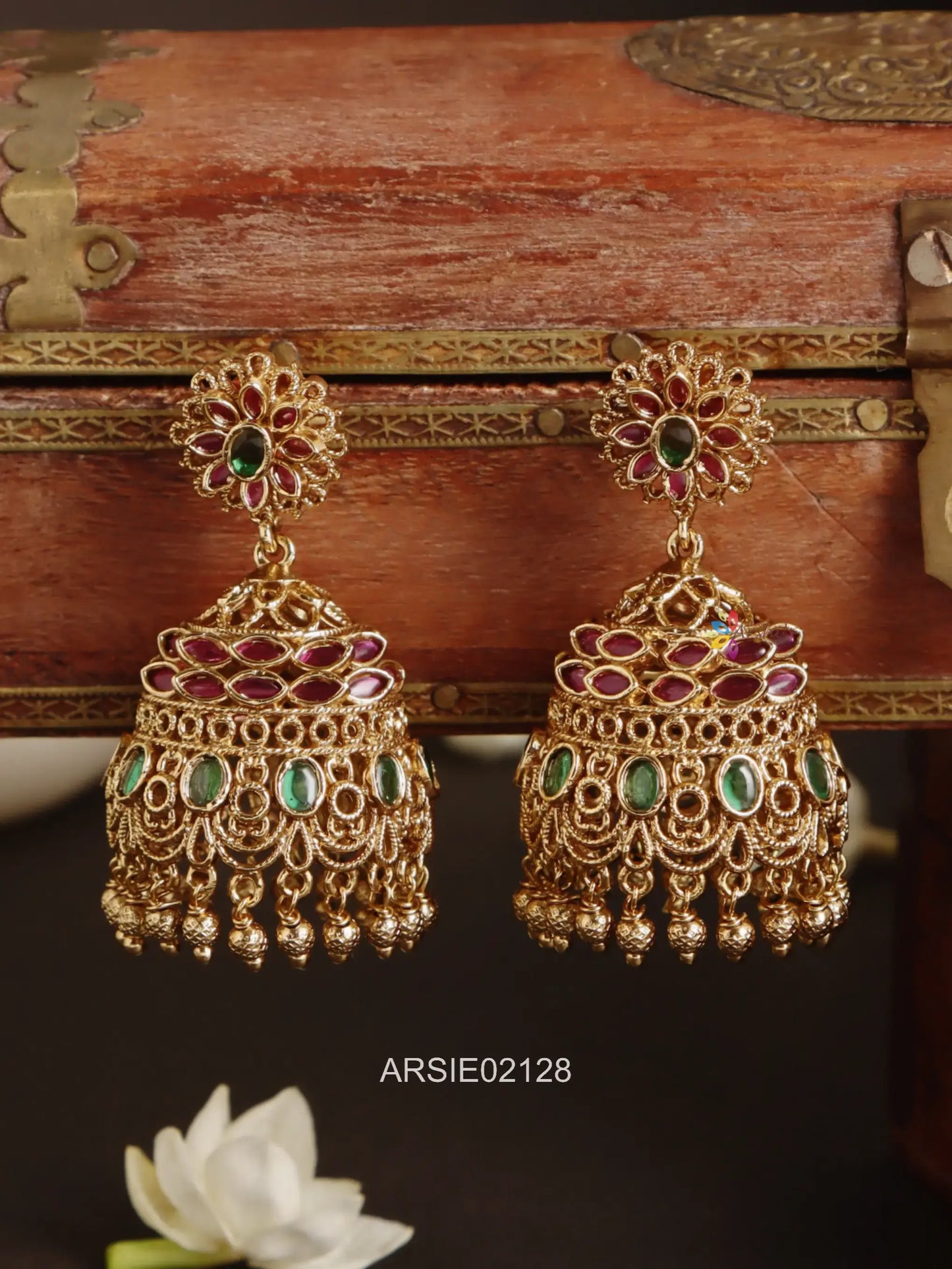 Kemp and Green Stone Jhumka