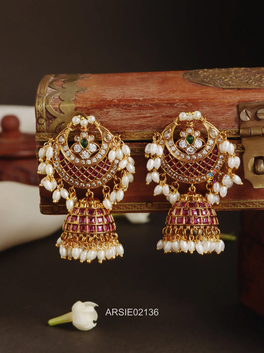 Half Moon Kemp Stone Jhumka