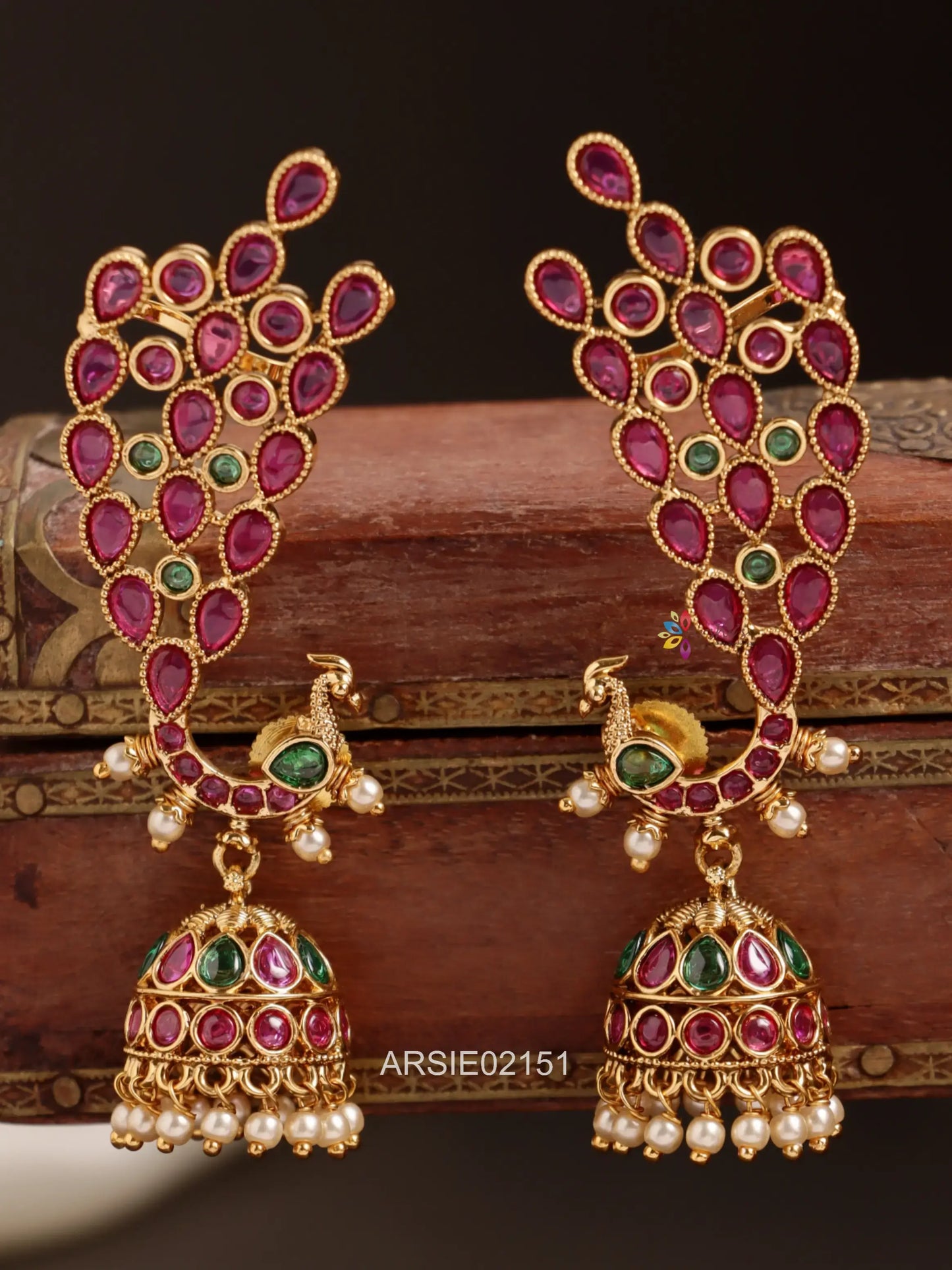 Peacock Kemp Stone Earcuffs